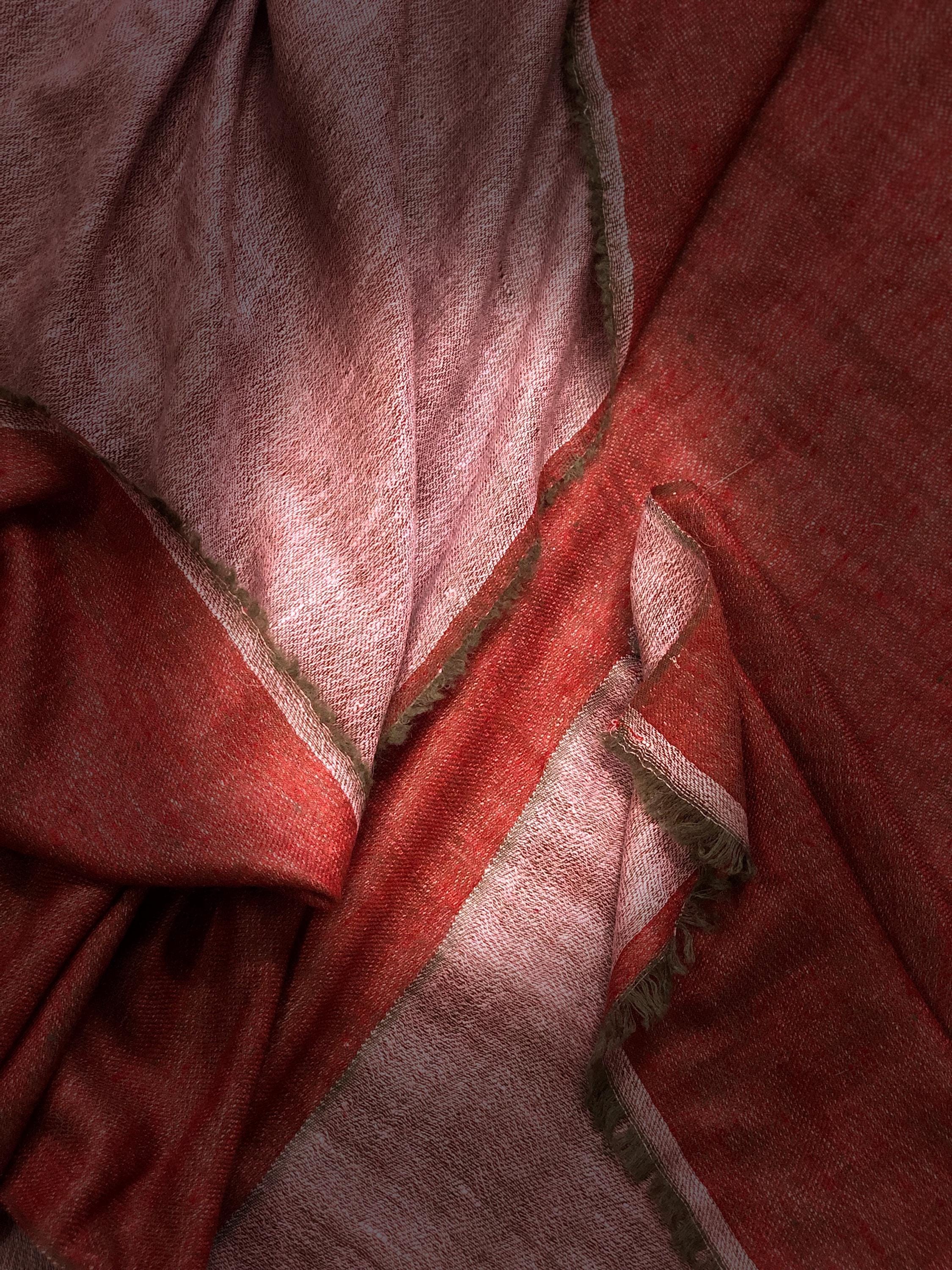 Brick red and pink velvet Reversible Handmade Real Cashmere Pashmina wrap Scarf - Mehraj Crafts 