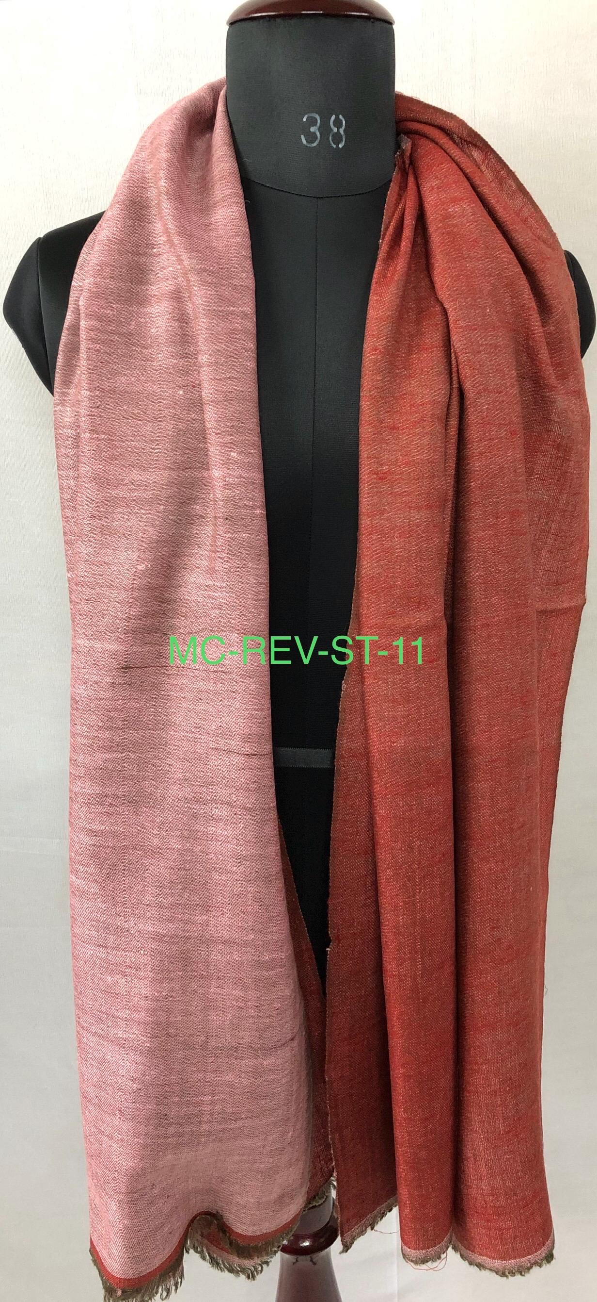 Brick red and pink velvet Reversible Handmade Real Cashmere Pashmina wrap Scarf - Mehraj Crafts 