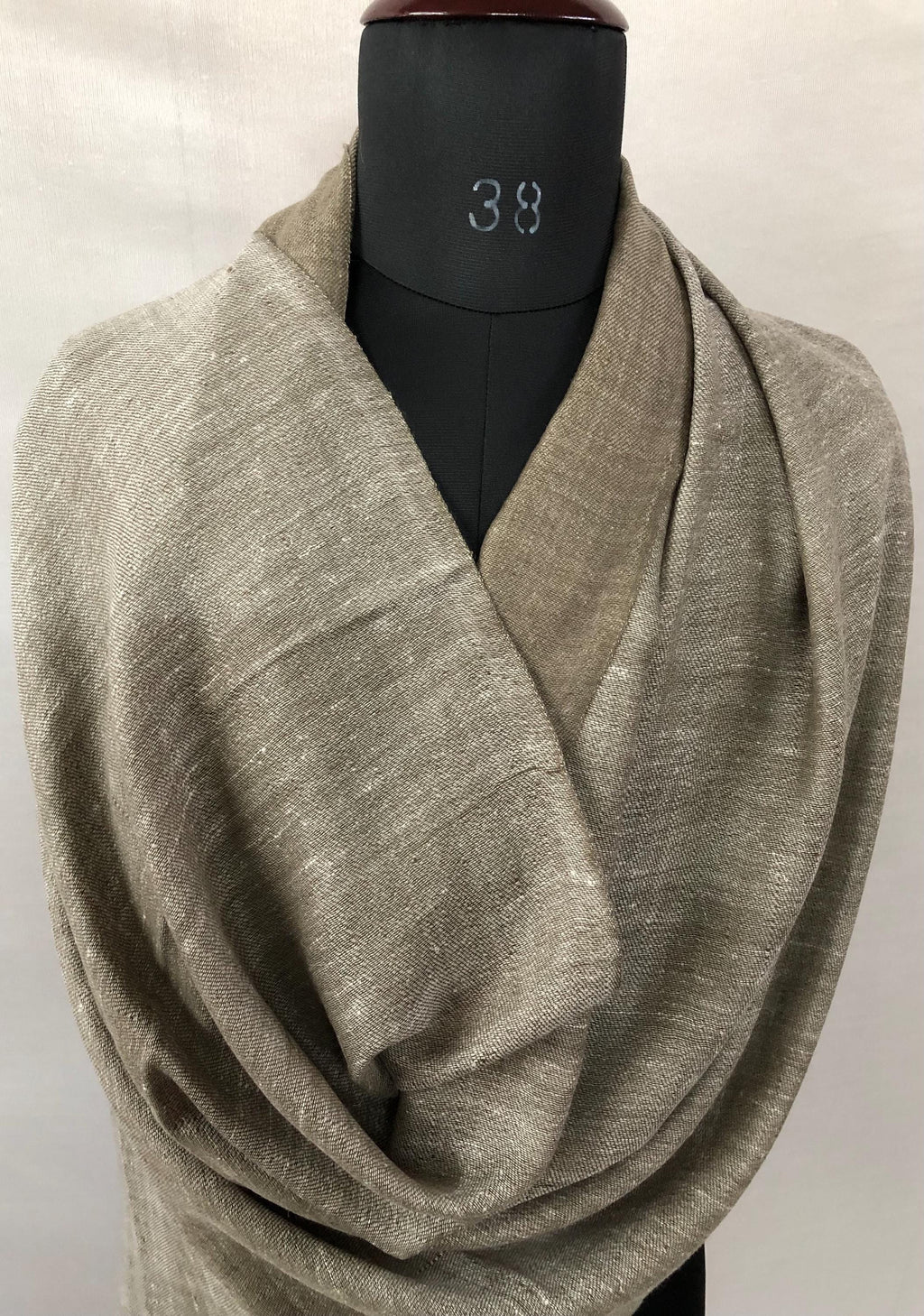 Timeless off-white and walnut Reversible Handmade Real Cashmere Pashmina Scarf - Mehraj Crafts 