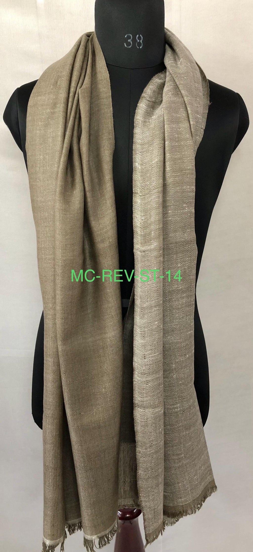 Timeless off-white and walnut Reversible Handmade Real Cashmere Pashmina Scarf - Mehraj Crafts 