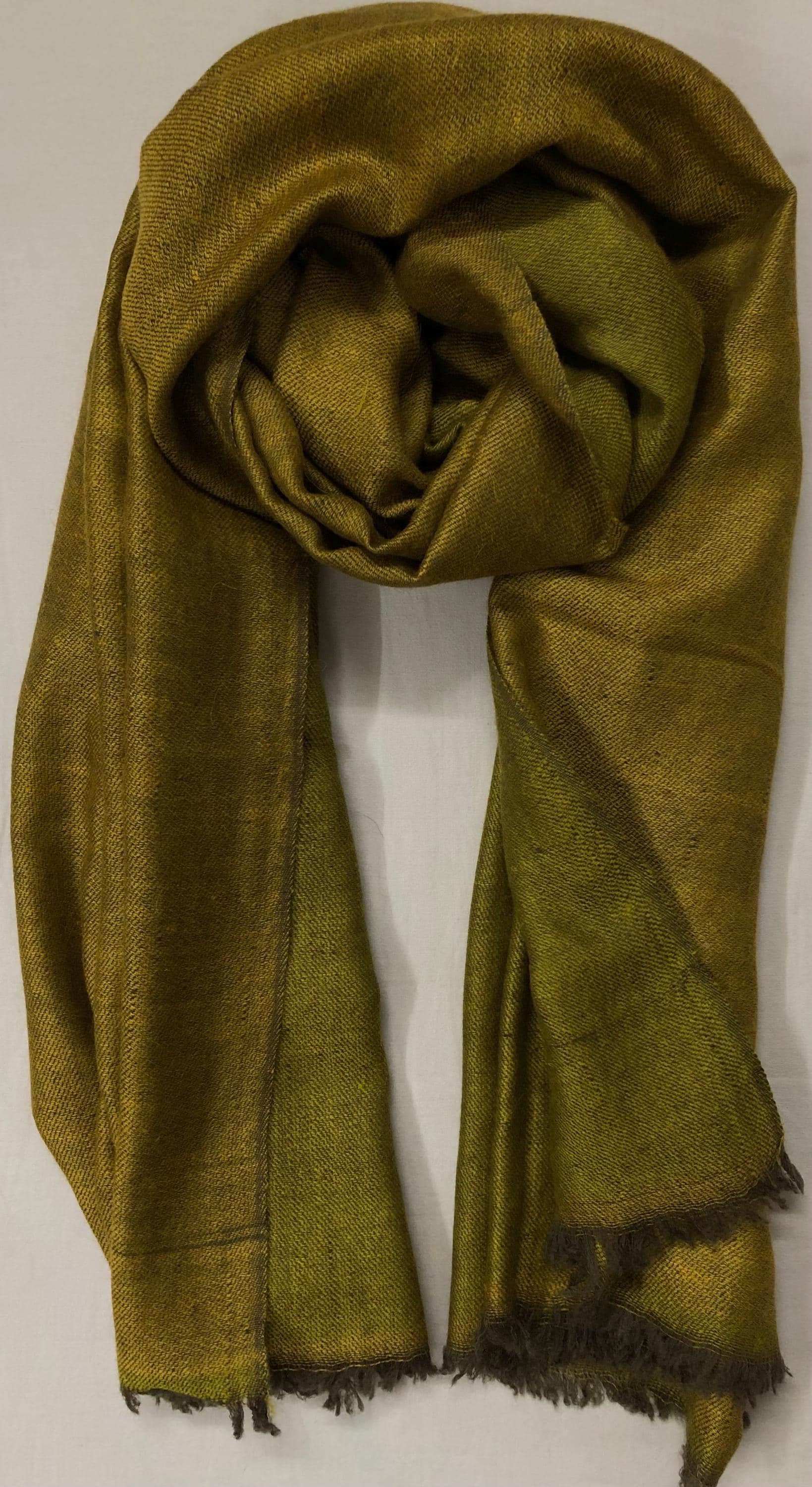 Handmade Olive Cashmere Pashmina Scarf: Reversible Luxury Shawl