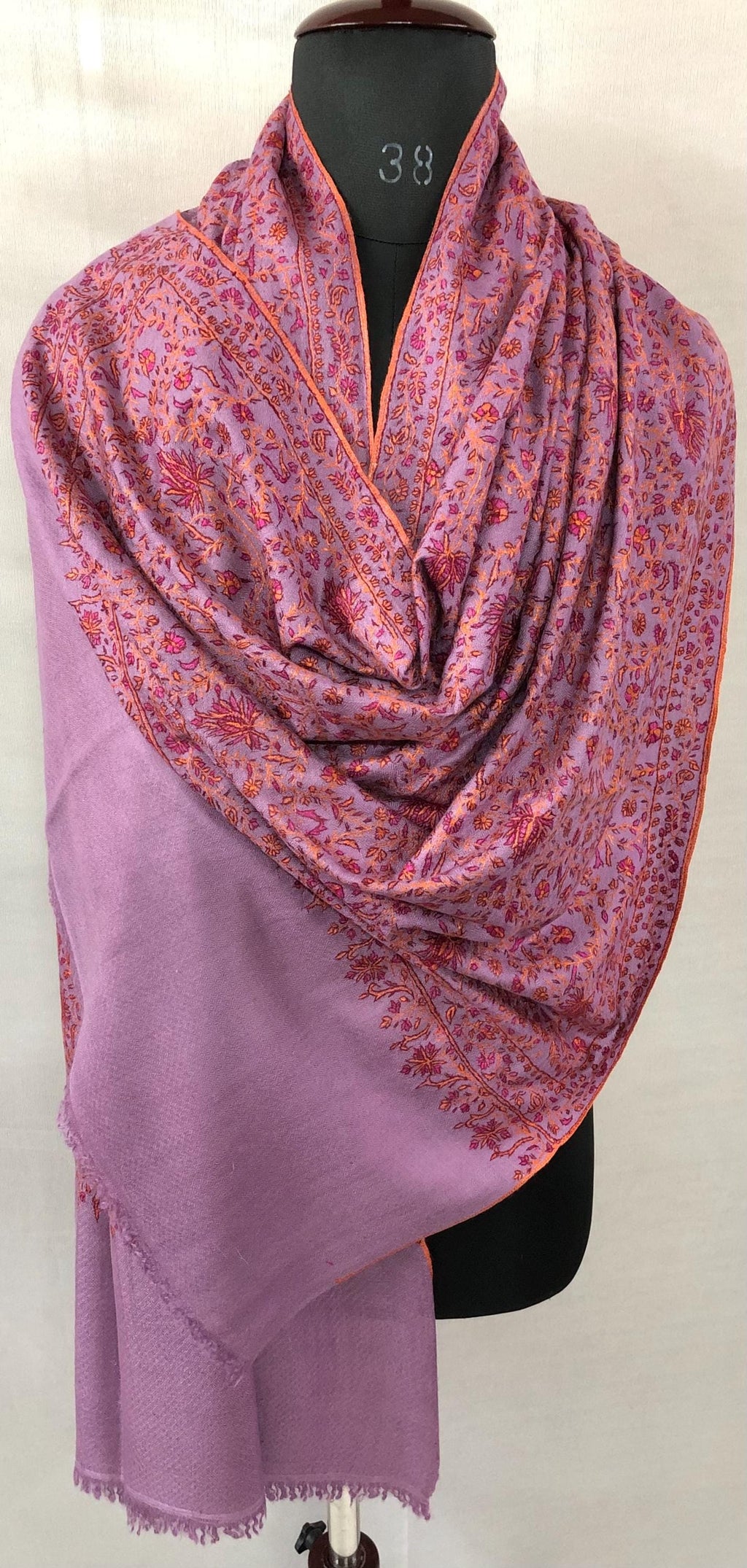 Noble purple gi certified luxury pashmina jaal embroidered scarf, luxury fabric, best gift for mom, bride gift, birthday present - Mehraj Crafts 