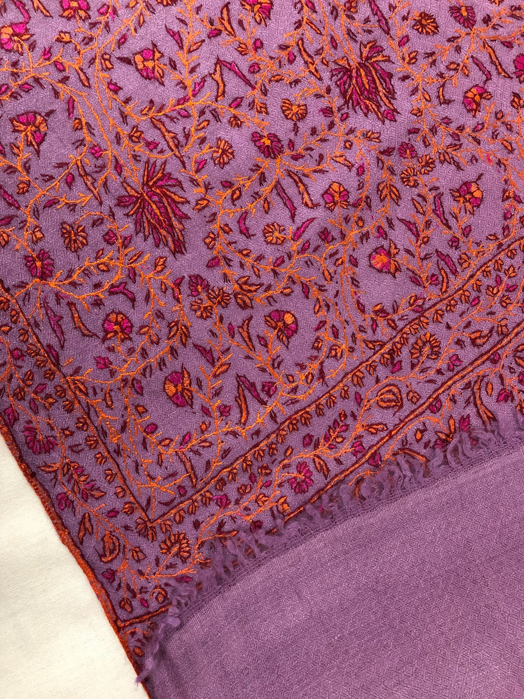 Noble purple gi certified luxury pashmina jaal embroidered scarf, luxury fabric, best gift for mom, bride gift, birthday present - Mehraj Crafts 