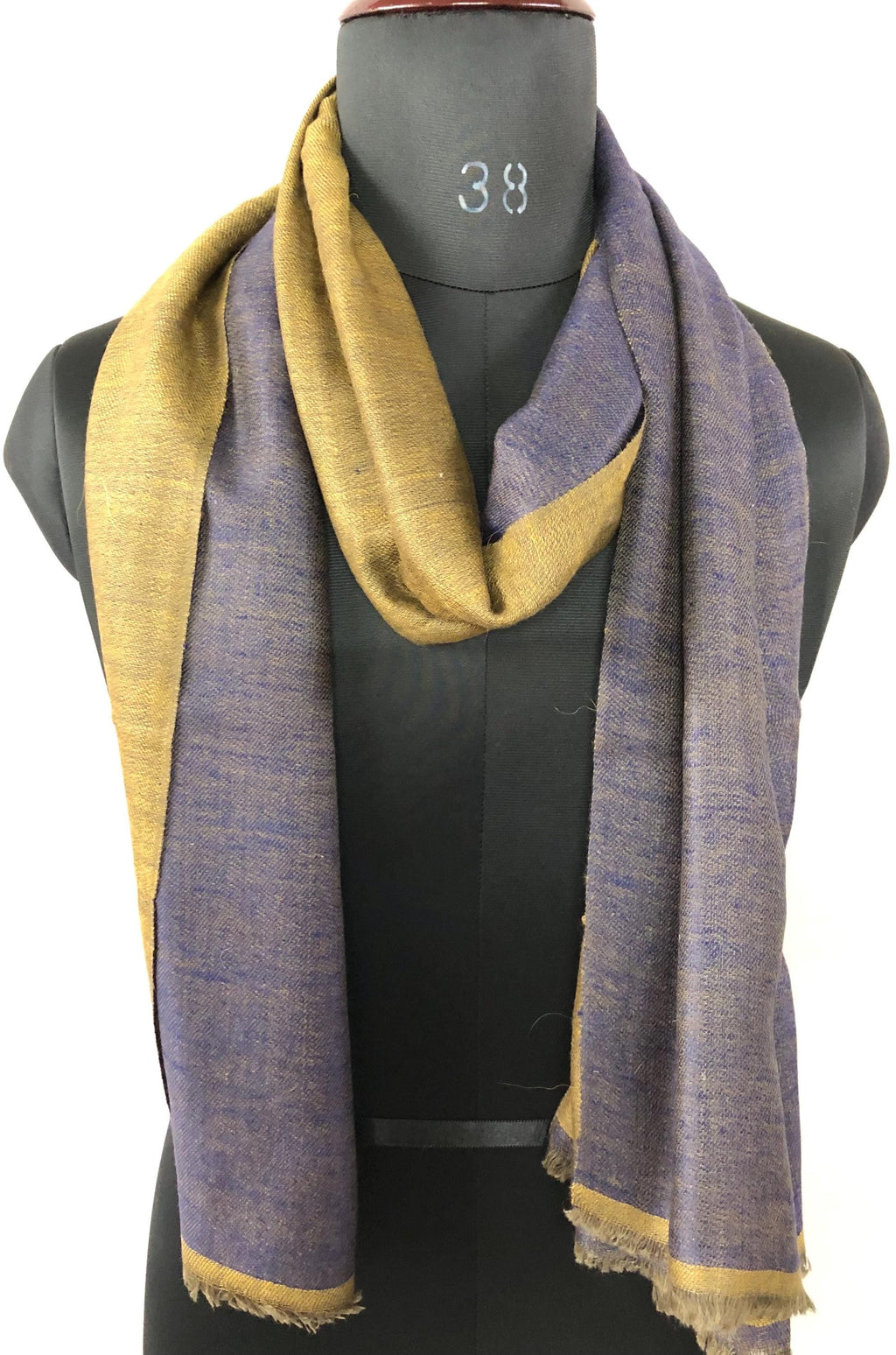 Mustard gold and navy blue reversible handmade pashmina scarf, Bridesmaid Shawl, Wedding favors for guests in bulk, Custom Scarf - Mehraj Crafts 