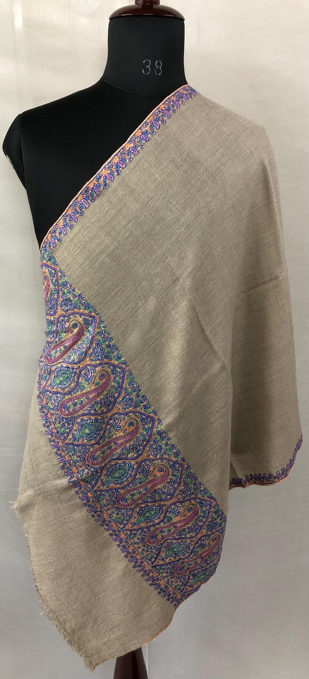 Natural grace embroidered elegant pashmina scarf, cashmere scarf, thinking of you gift, new year gift, warm and luxurious wrap - Mehraj Crafts 