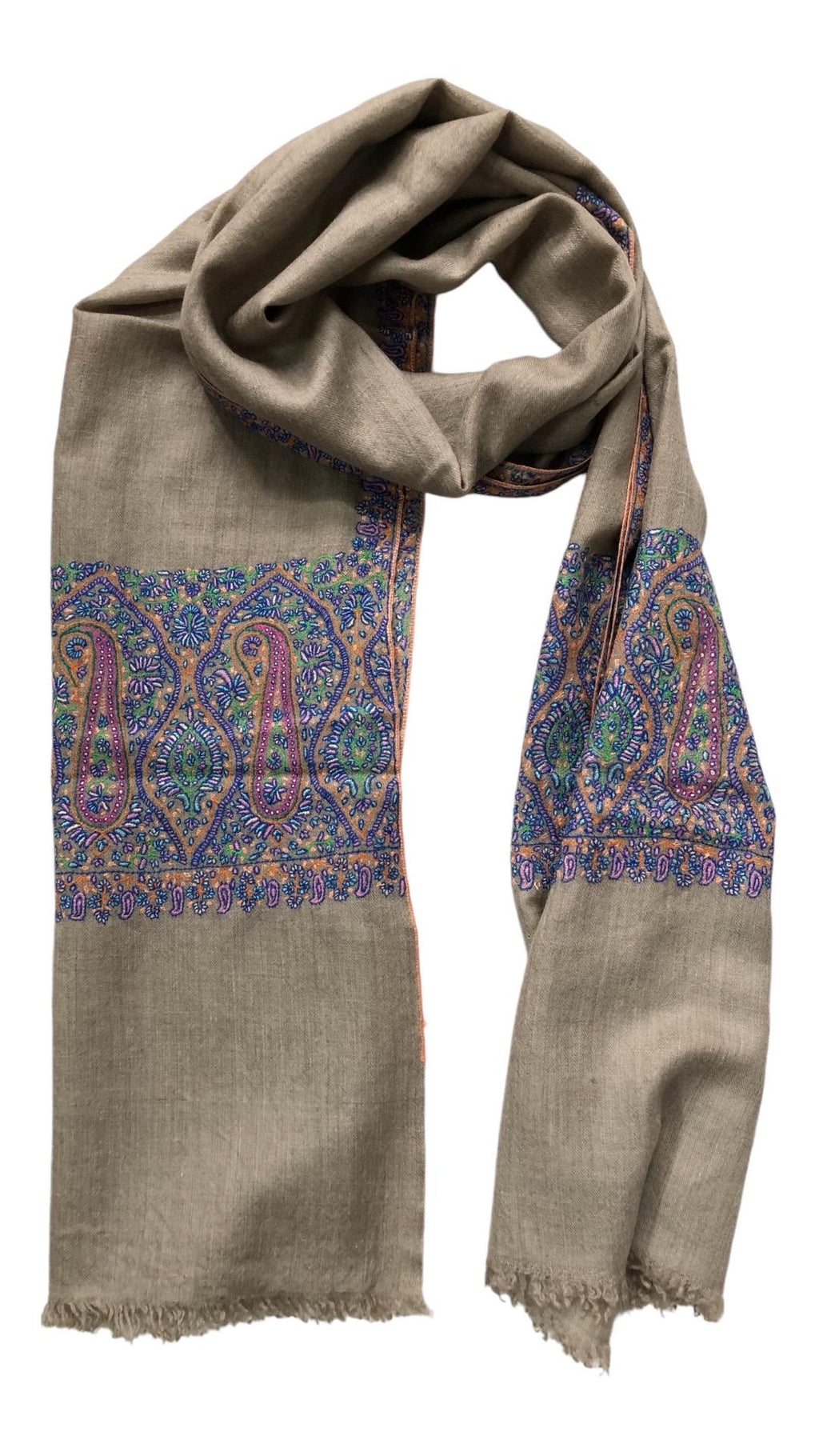 Natural grace embroidered elegant pashmina scarf, cashmere scarf, thinking of you gift, new year gift, warm and luxurious wrap - Mehraj Crafts 