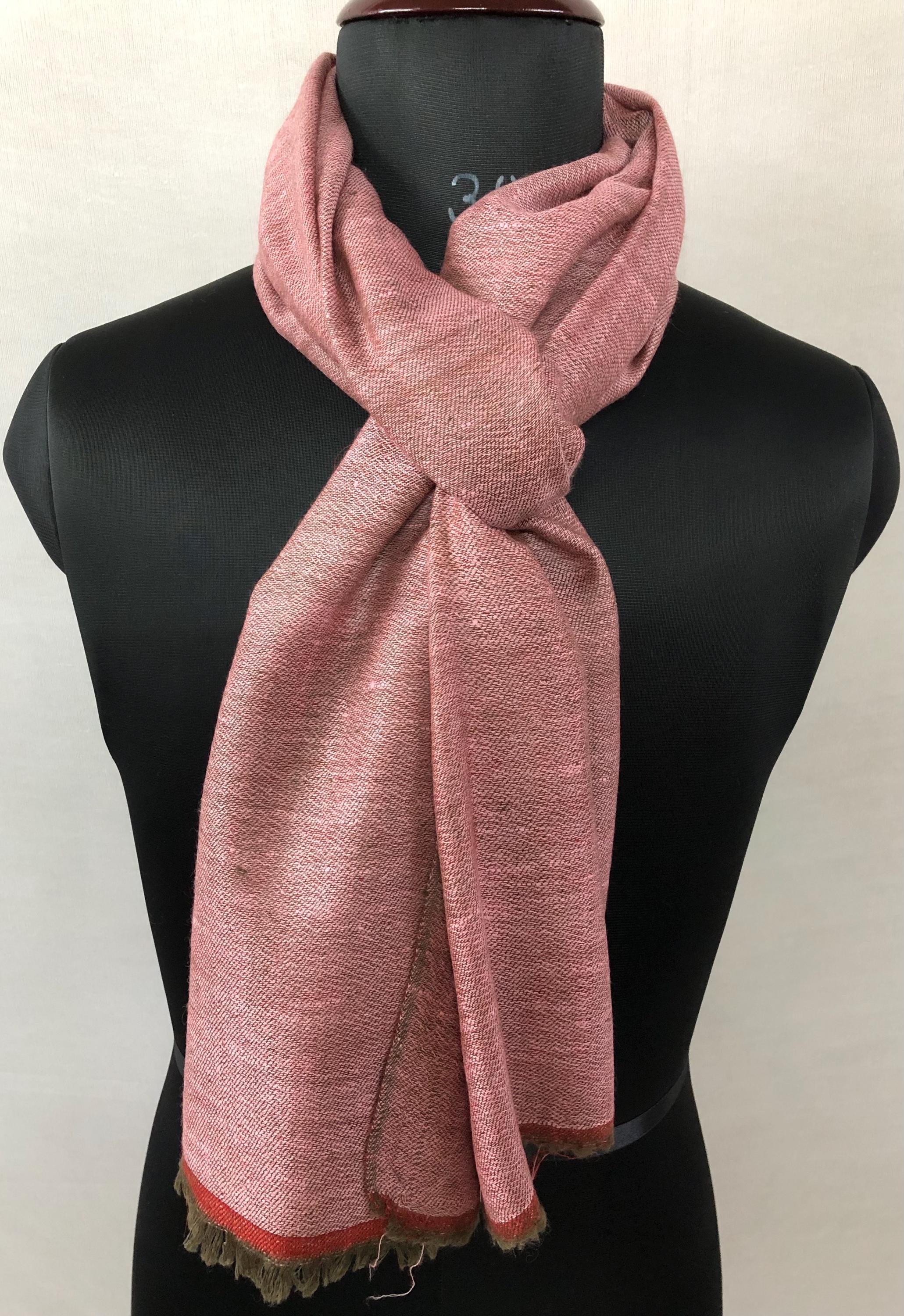 Brick red and pink velvet Reversible Handmade Real Cashmere Pashmina wrap Scarf - Mehraj Crafts 