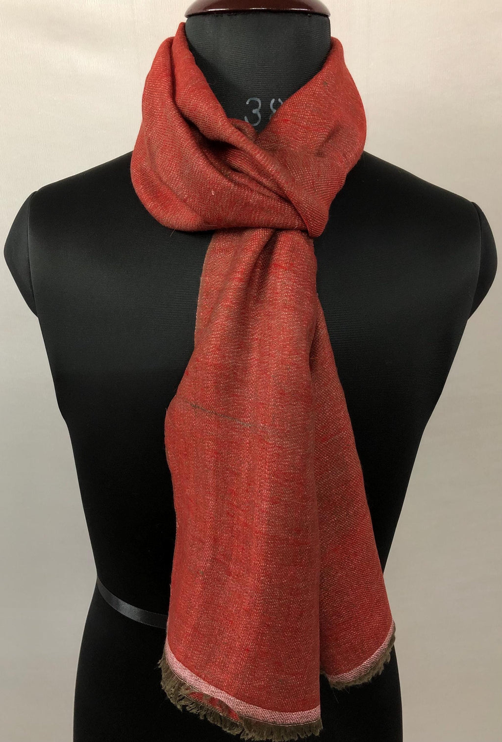 Brick red and pink velvet Reversible Handmade Real Cashmere Pashmina wrap Scarf - Mehraj Crafts 