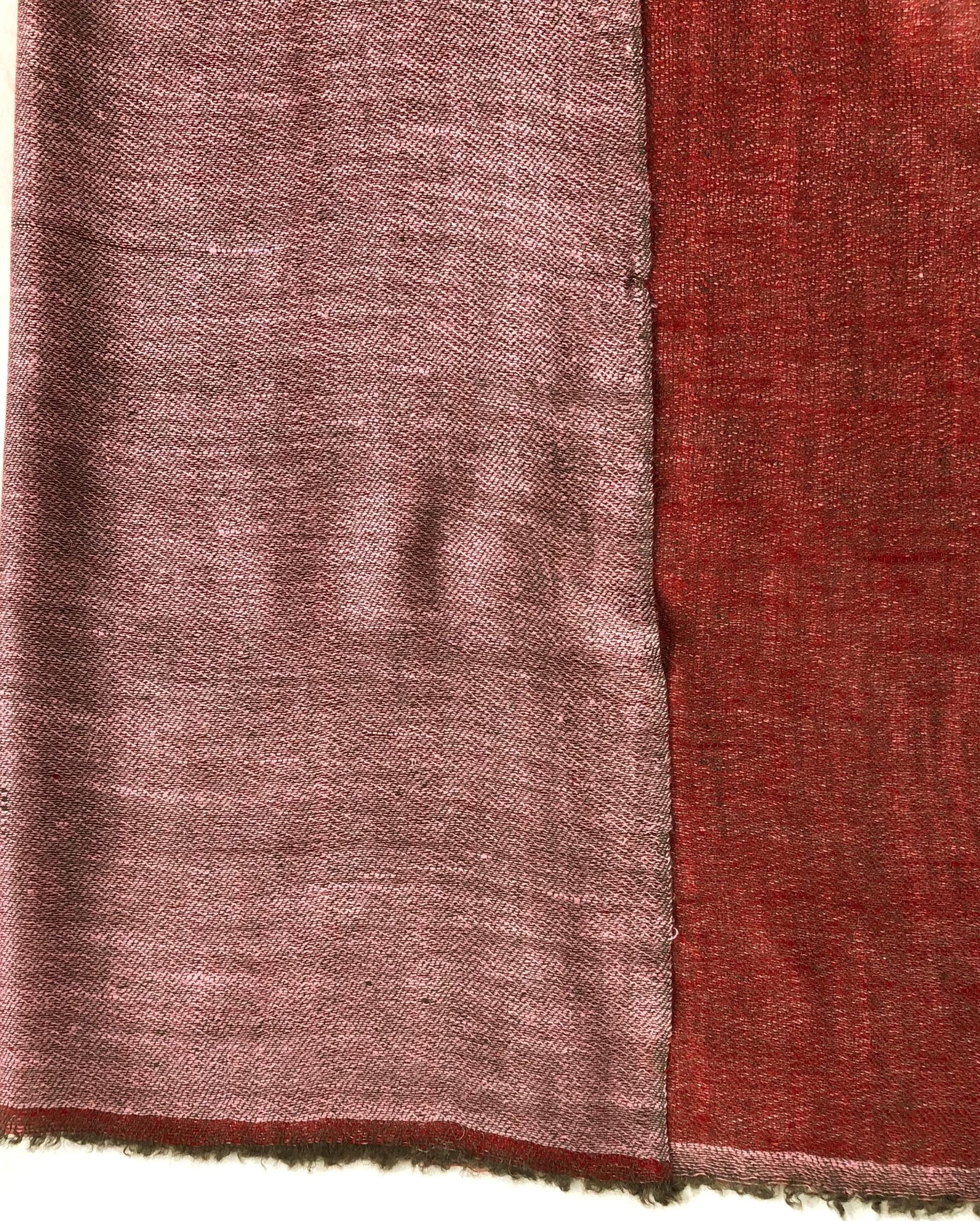 Brick red and pink velvet Reversible Handmade Real Cashmere Pashmina wrap Scarf - Mehraj Crafts 
