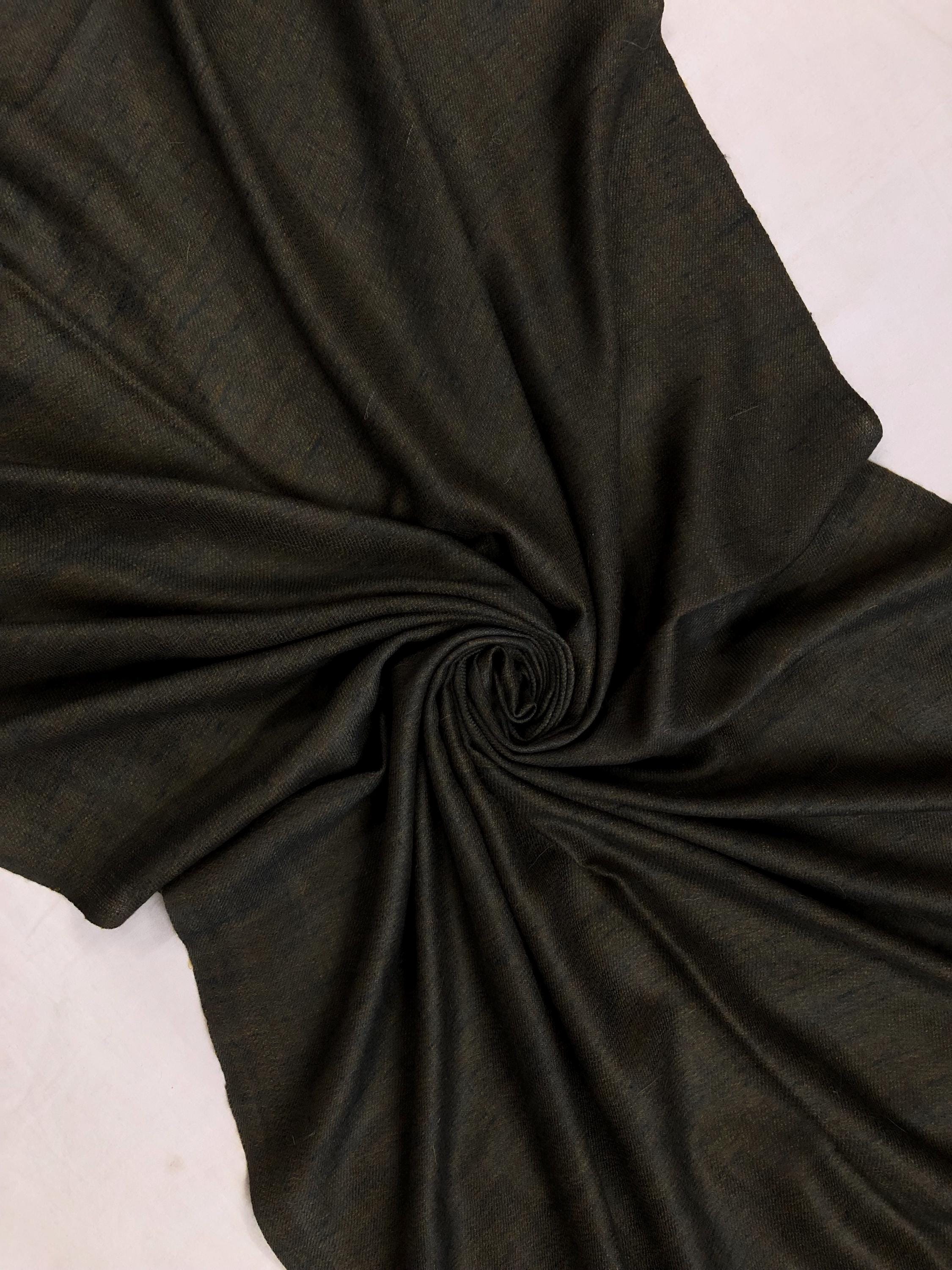 Mustard gold and charcoal grey Reversible Handmade Real Cashmere Pashmina Scarf - Mehraj Crafts 