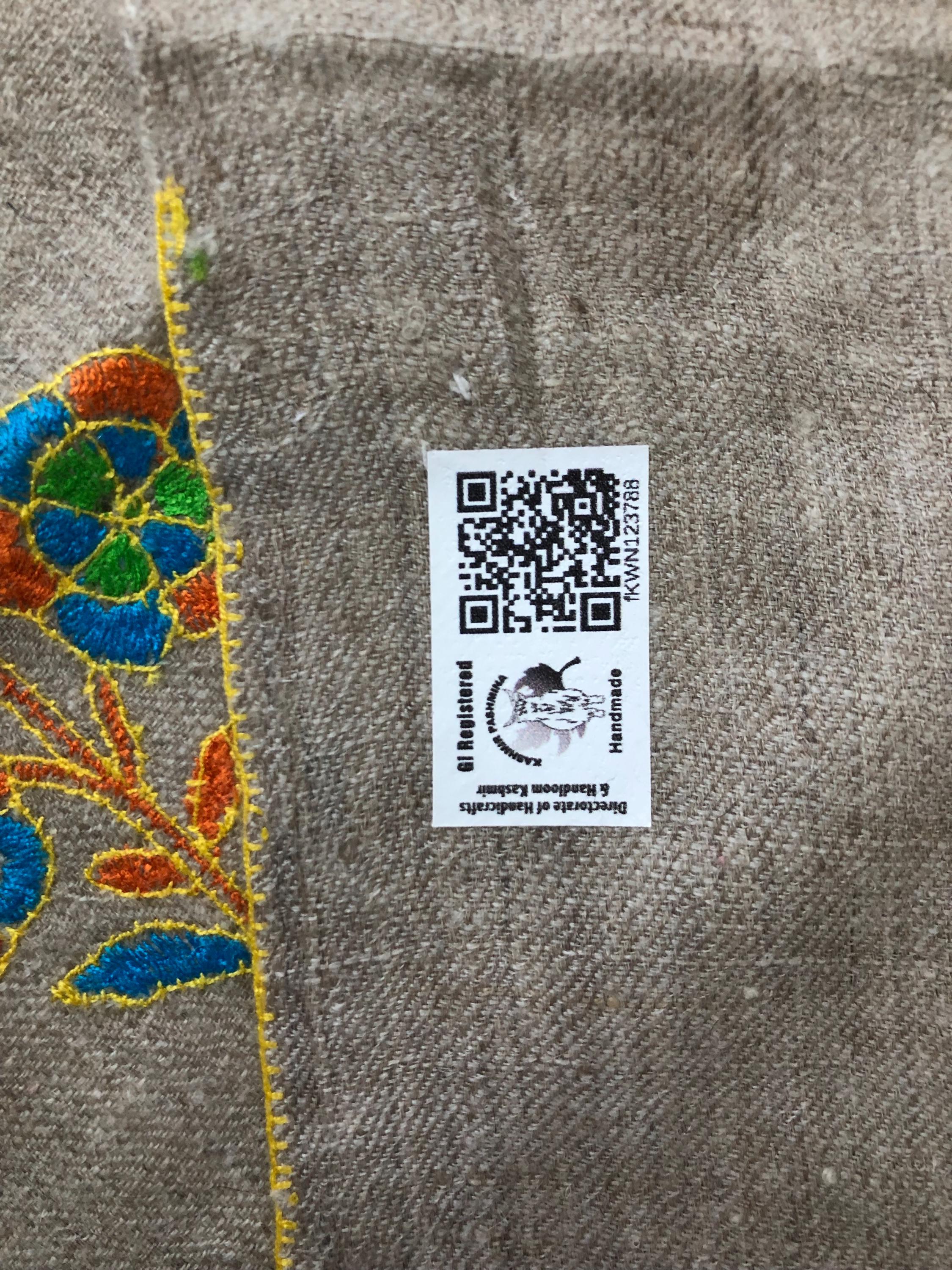 Exclusive Natural Kashmir pashmina GI certified hand spun handwoven floral super micro fine embroidered winter shawl - Mehraj Crafts 