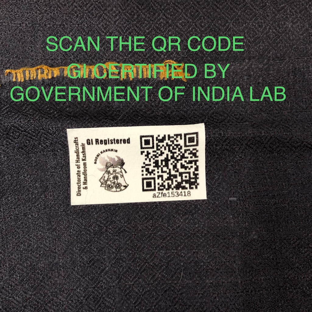 Charcoal gray maple jaal GI pashmina embroidered scarf, Indian shawl, women scarf, luxury, nikkah, festival,  pashmina scarf - Mehraj Crafts 