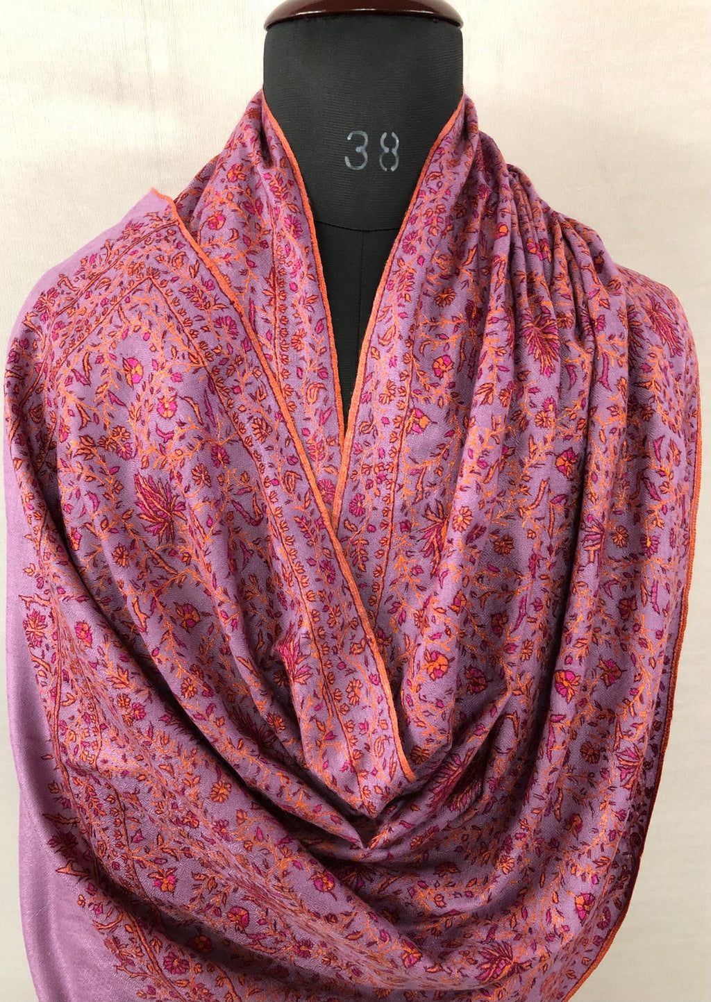 Noble purple gi certified luxury pashmina jaal embroidered scarf, luxury fabric, best gift for mom, bride gift, birthday present - Mehraj Crafts 