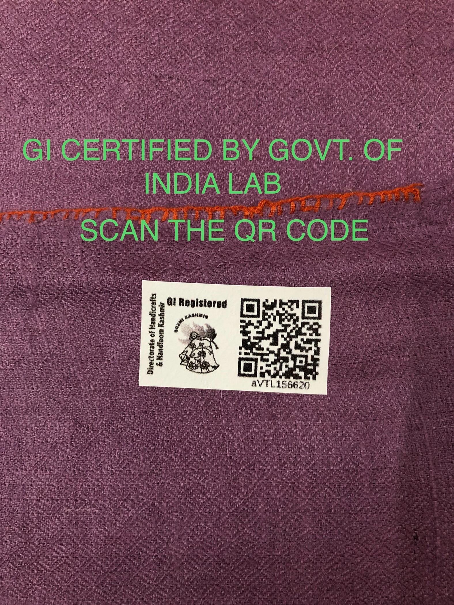 Noble purple gi certified luxury pashmina jaal embroidered scarf, luxury fabric, best gift for mom, bride gift, birthday present - Mehraj Crafts 