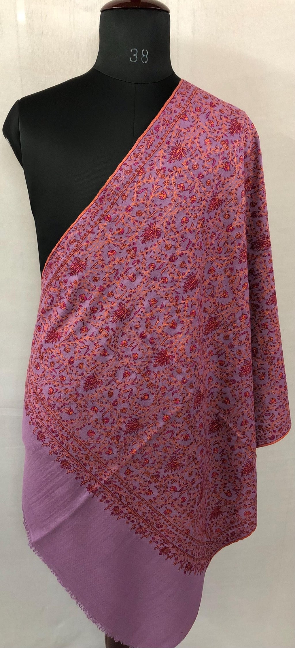 Noble purple gi certified luxury pashmina jaal embroidered scarf, luxury fabric, best gift for mom, bride gift, birthday present - Mehraj Crafts 