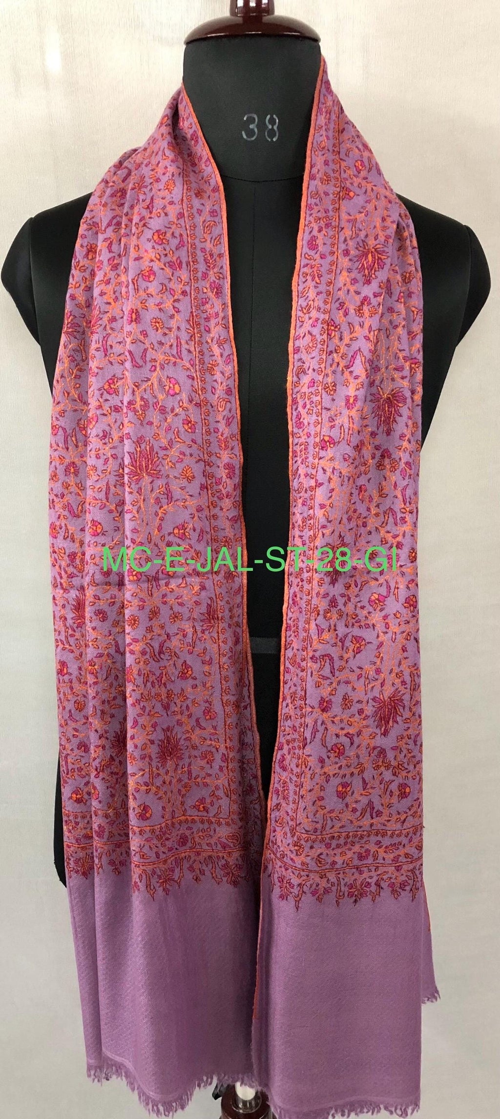 Noble purple gi certified luxury pashmina jaal embroidered scarf, luxury fabric, best gift for mom, bride gift, birthday present - Mehraj Crafts 