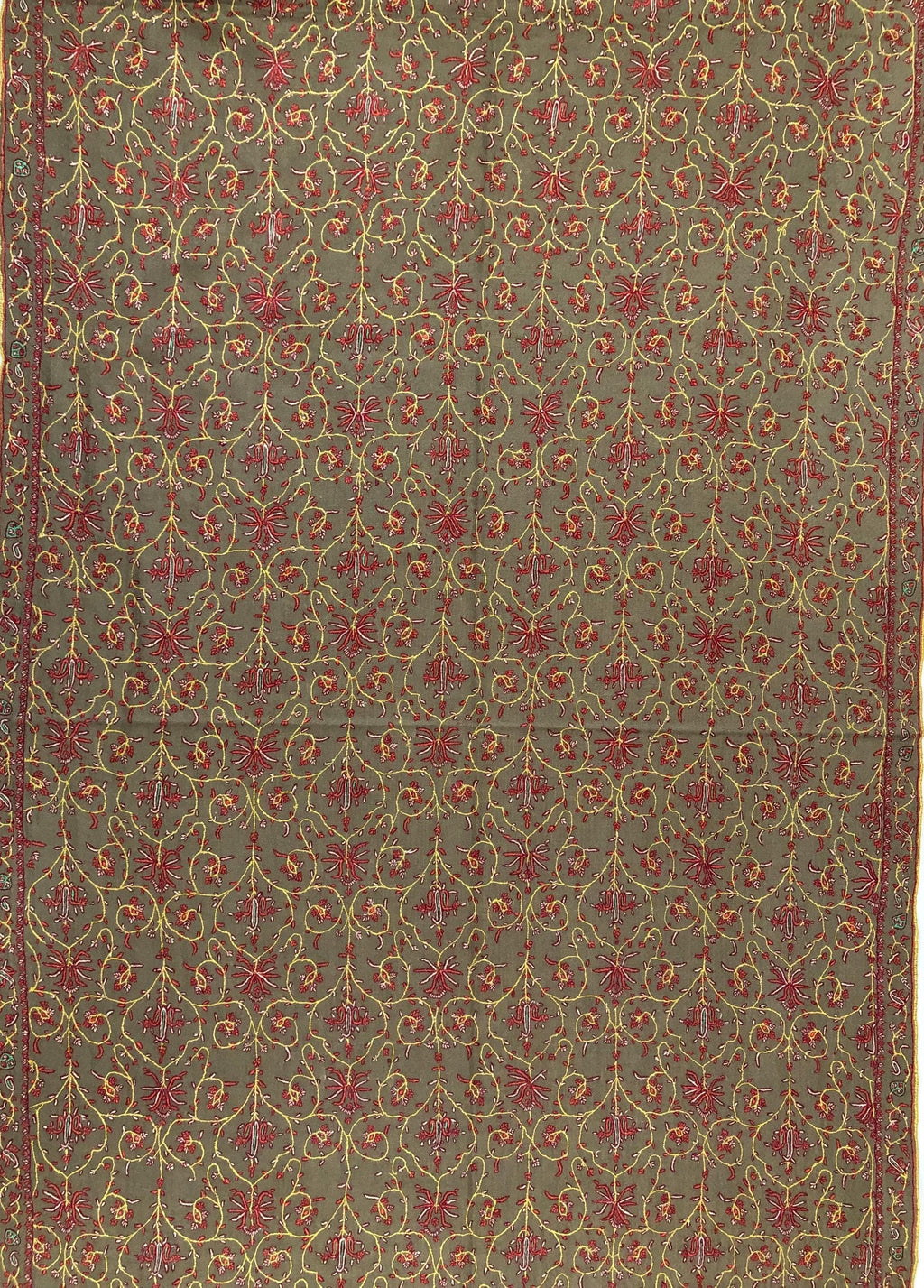 Handwoven Cashmere Pashmina Shawl: Taupe Jaal Embroidery, Bridal Wedding Scarf | 70 cms X 200 cms