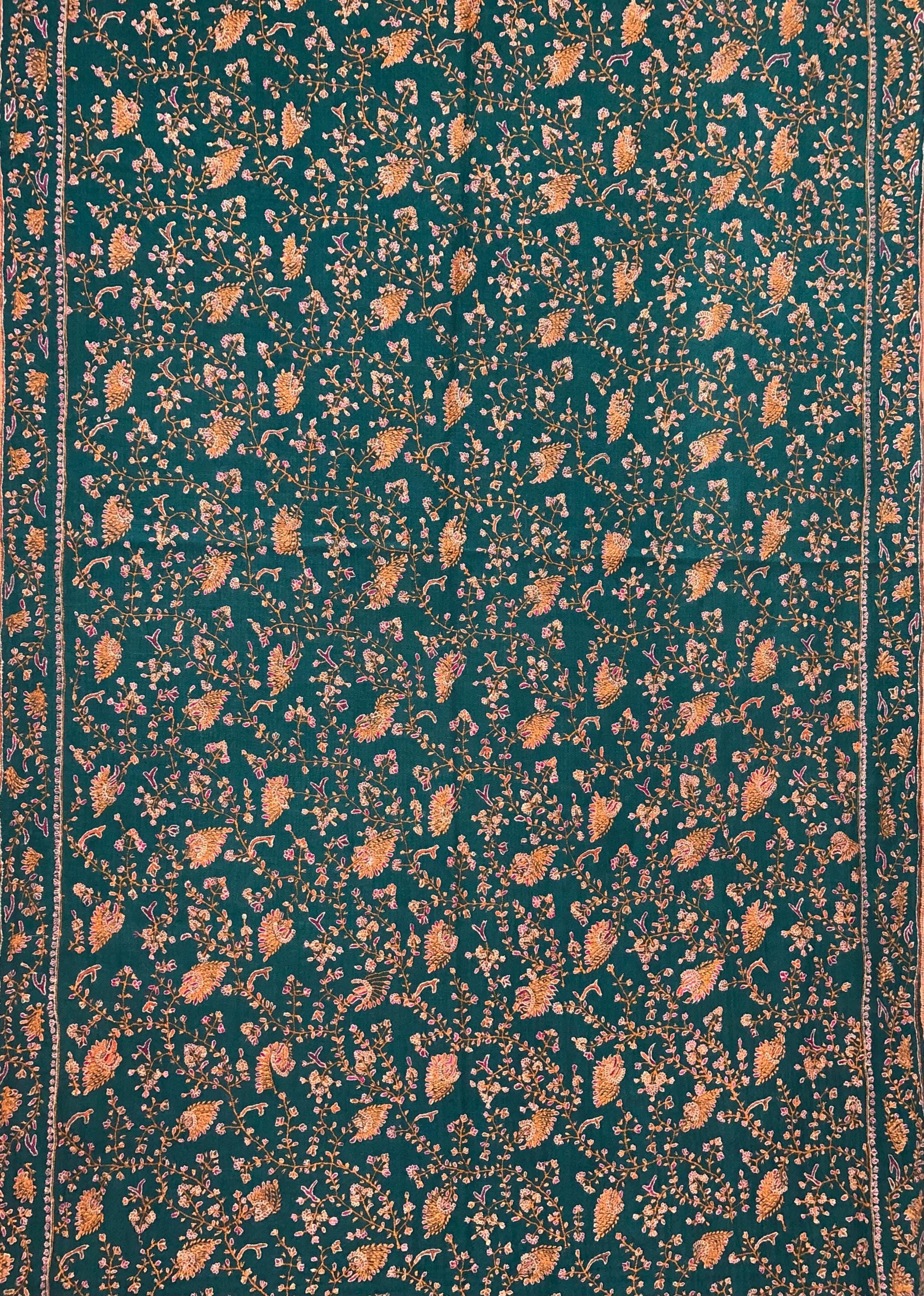 Antique green luxury jaal pashmina scarf, pashmina shawl, gift scarf for wedding, bridesmaid shawl, moms gift, shawls and wraps - Mehraj Crafts 