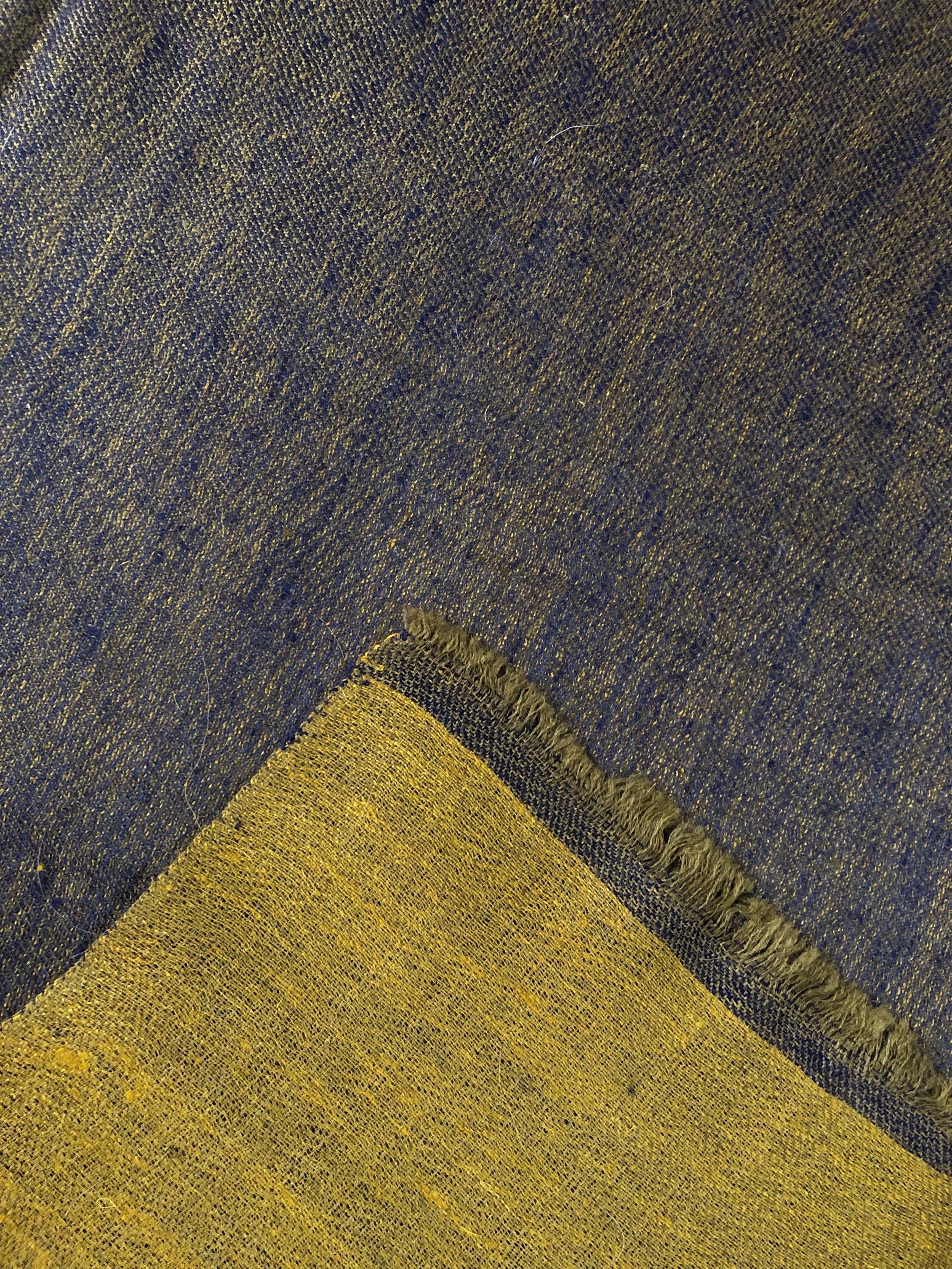 Mustard gold and navy blue reversible handmade pashmina scarf, Bridesmaid Shawl, Wedding favors for guests in bulk, Custom Scarf - Mehraj Crafts 