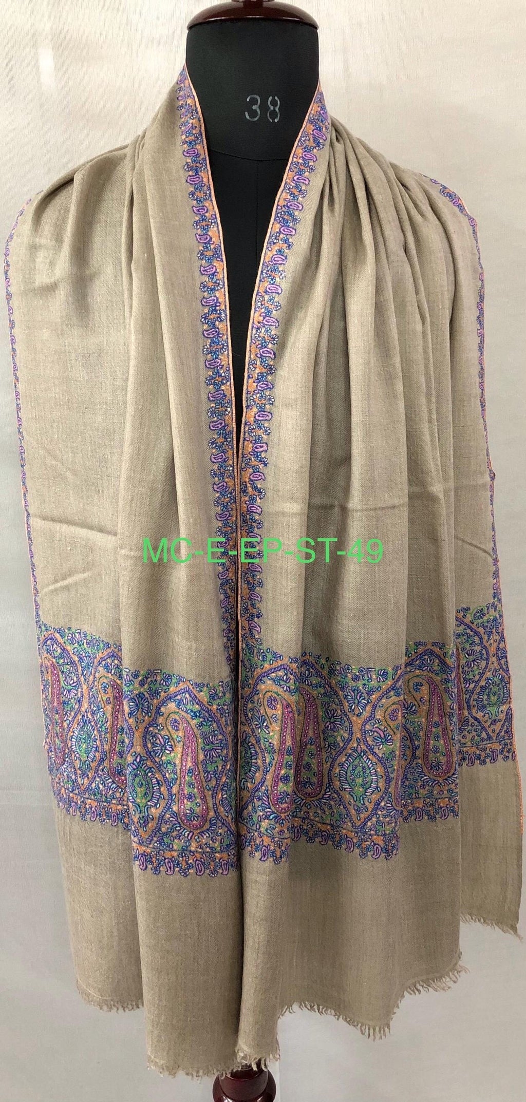 Natural grace embroidered elegant pashmina scarf, cashmere scarf, thinking of you gift, new year gift, warm and luxurious wrap - Mehraj Crafts 