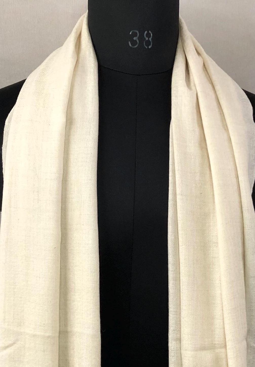 Off White Handmade 100% Pure Ladakhi Hand Woven Cashmere Pashmina Shawl - Mehraj Crafts 