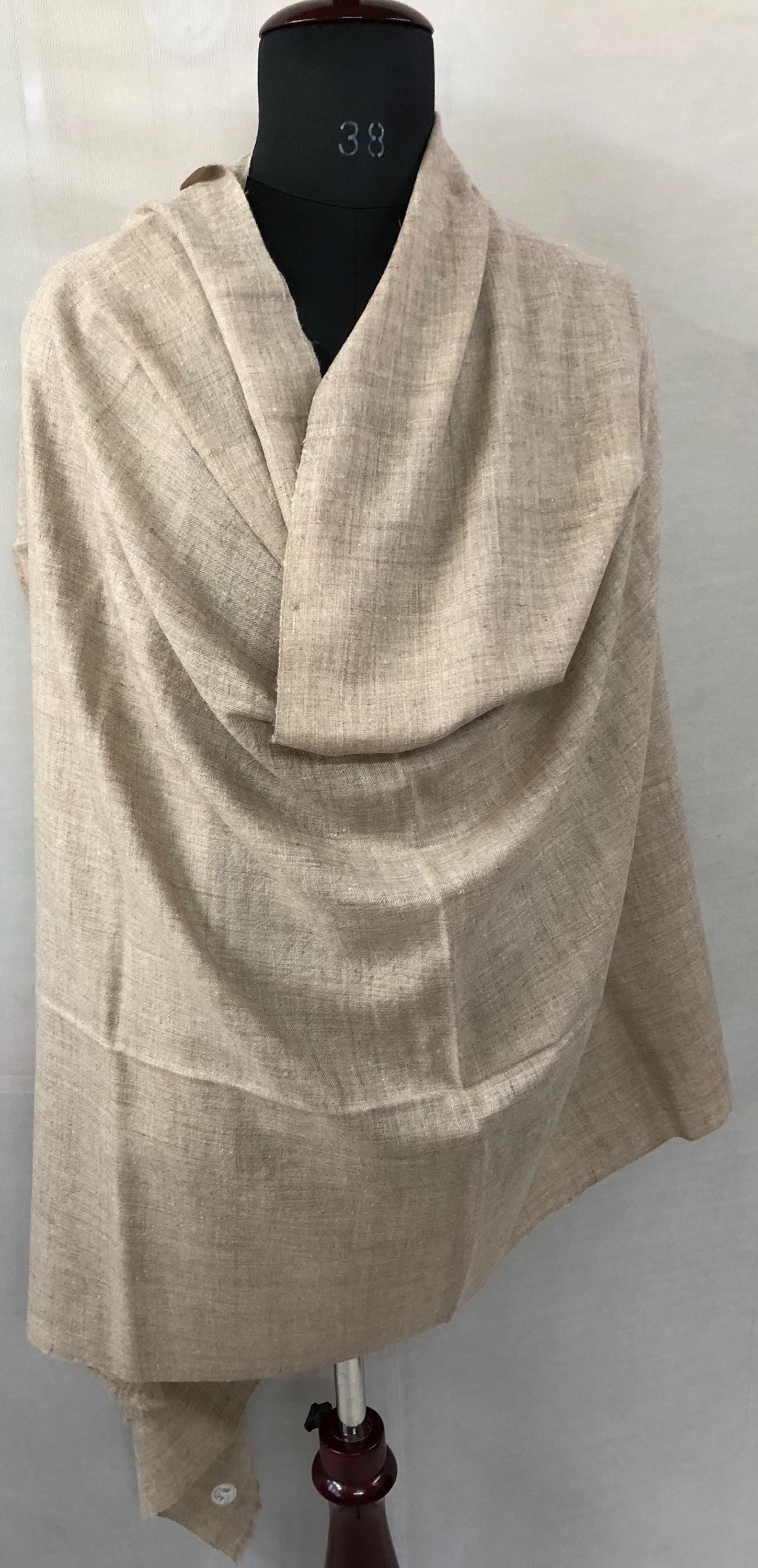 Handwoven Kashmir Pashmina Shawl: Natural Undyed Ladakhi Wool