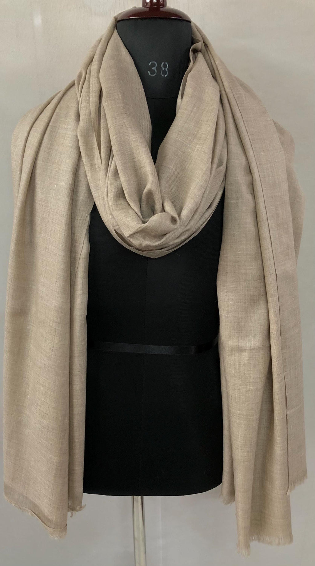 Extra Large Natural Undyed Handmade 100% Pure Ladakhi Hand Woven Cashmere Pashmina Shawl - Mehraj Crafts 