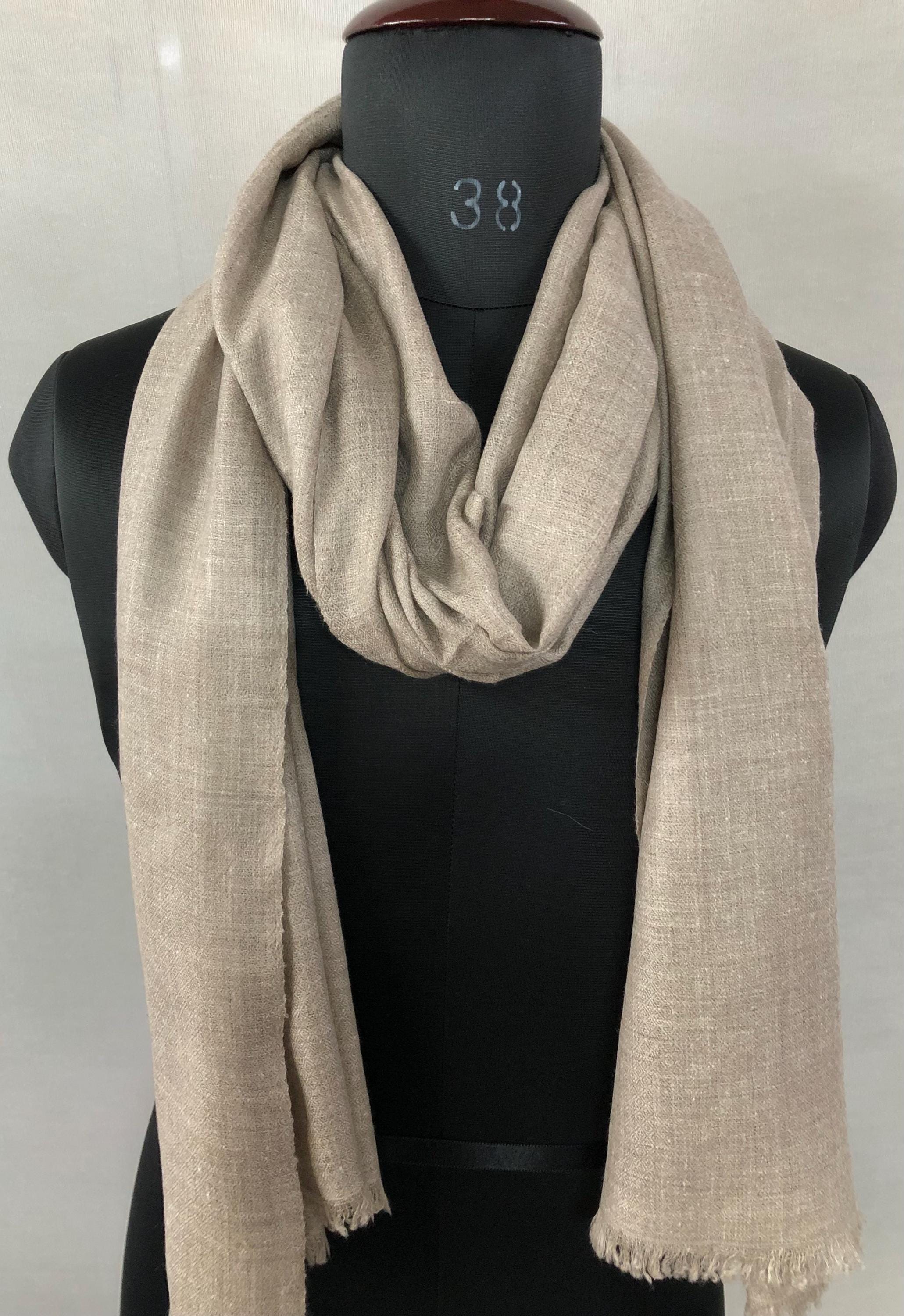 Natural Shade Handmade 100% Pure Ladakhi Hand Woven Cashmere Pashmina Shawl - Mehraj Crafts 