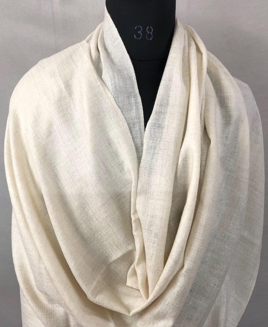 Off White Handmade 100% Pure Ladakhi Hand Woven Cashmere Pashmina Shawl - Mehraj Crafts 