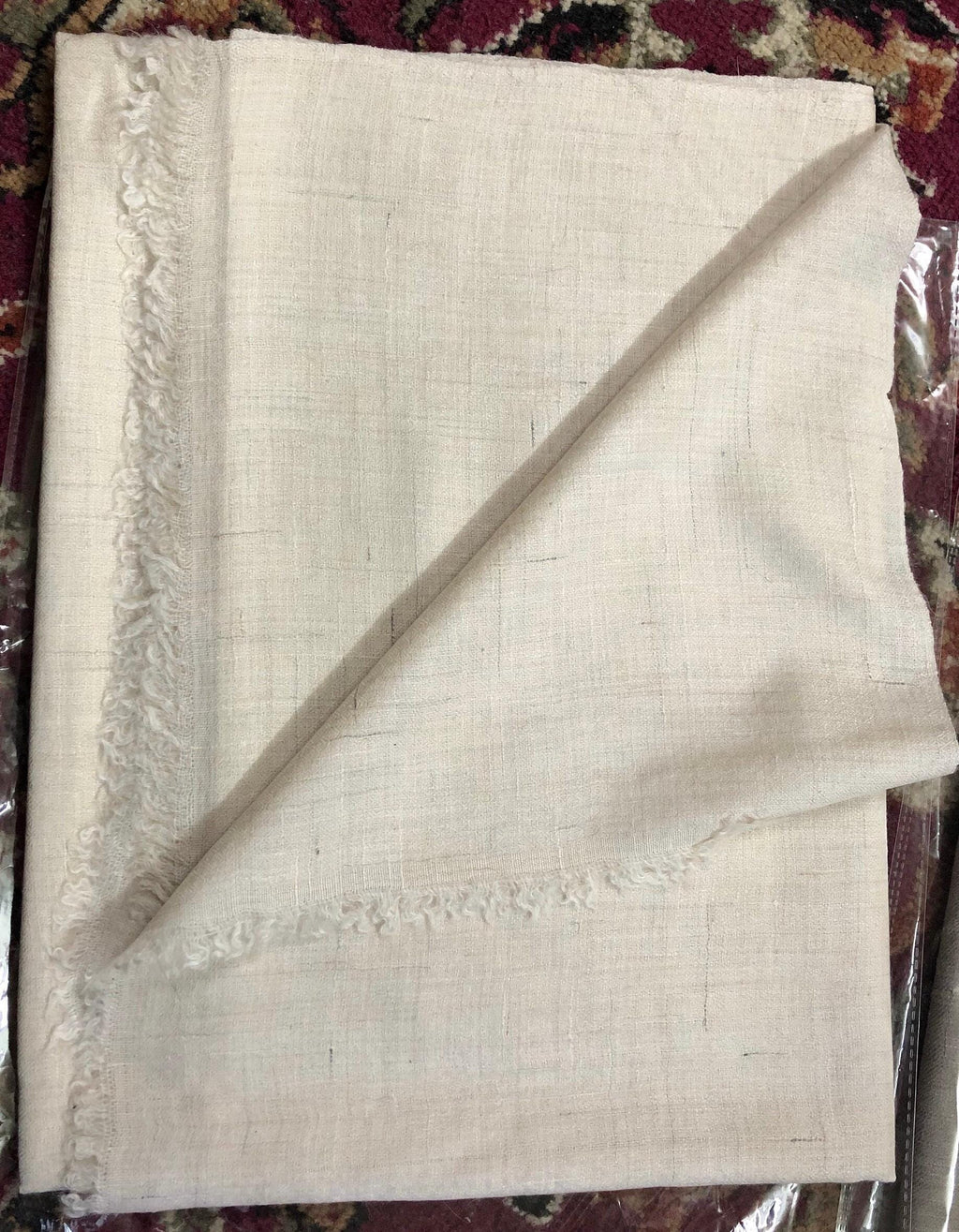 Off White Handmade 100% Pure Ladakhi Hand Woven Cashmere Pashmina Shawl/100X200cms
