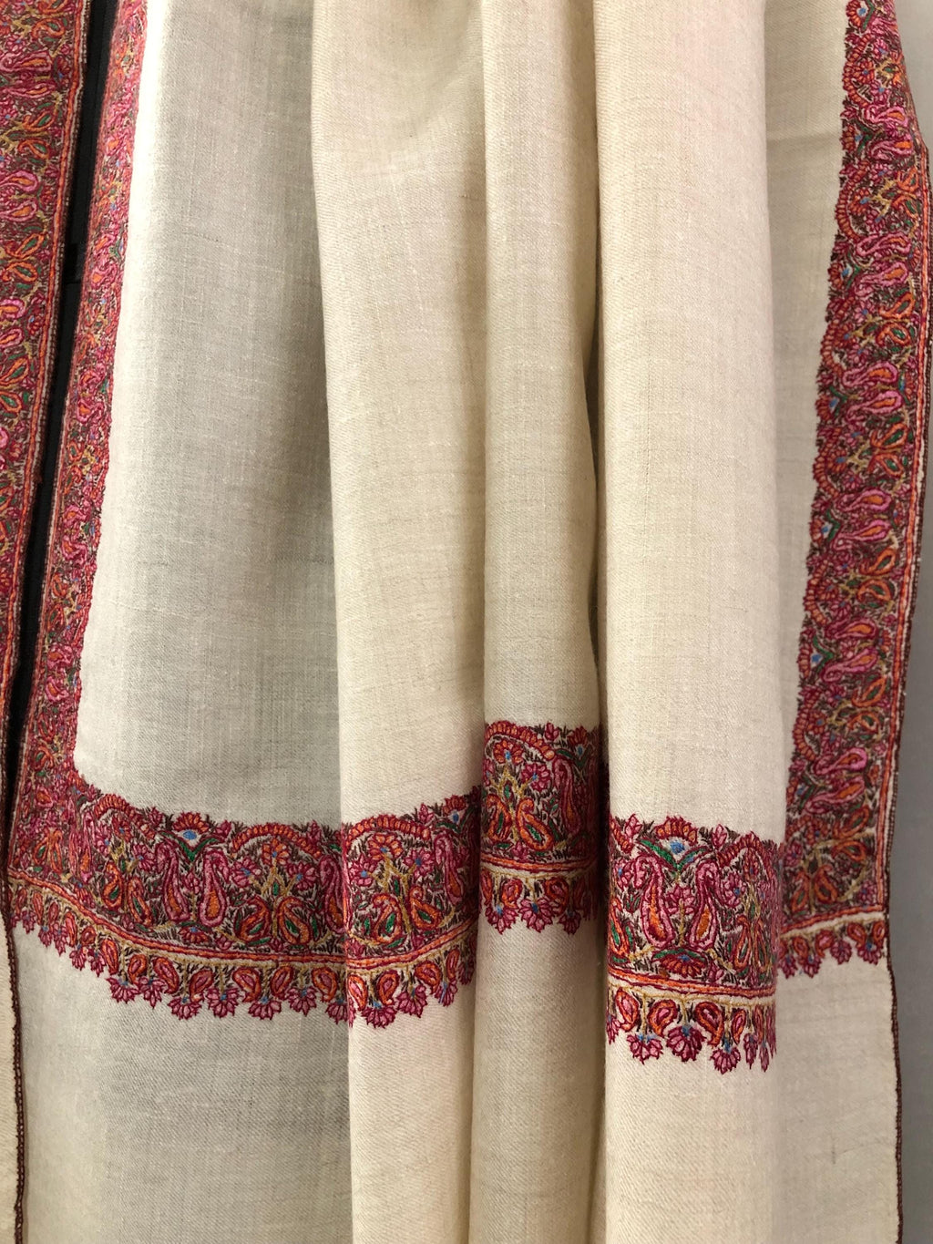 GI Sozani Framed in Threads Handmade Elegant Embroidered Cashmere Pashmina Shawl Wrap - Mehraj Crafts 