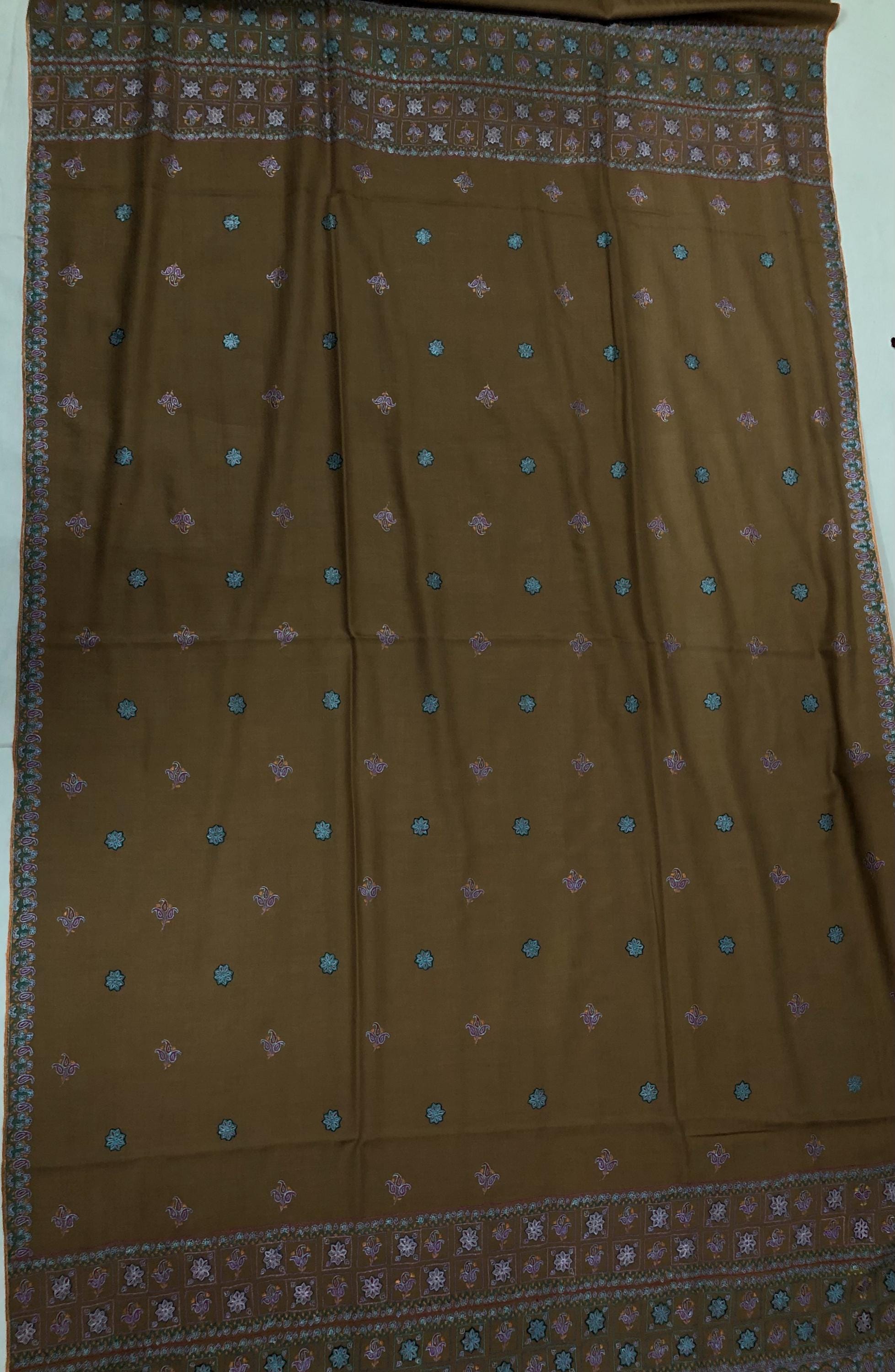 Eterna Bootidar Real cashmere pashmina with artistic Palla Embroidery Wrap shawl - Mehraj Crafts 