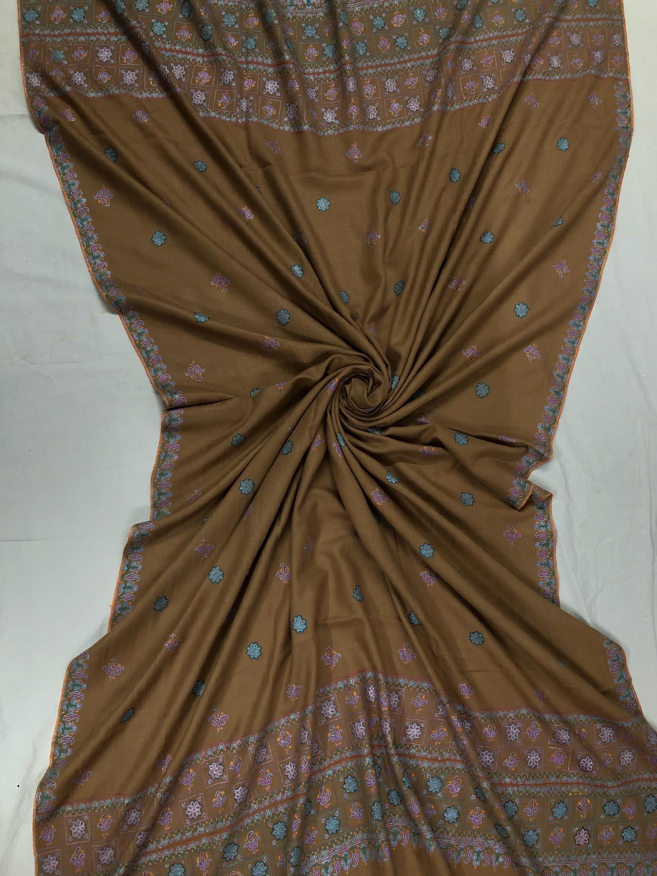 Eterna Bootidar Real cashmere pashmina with artistic Palla Embroidery Wrap shawl - Mehraj Crafts 