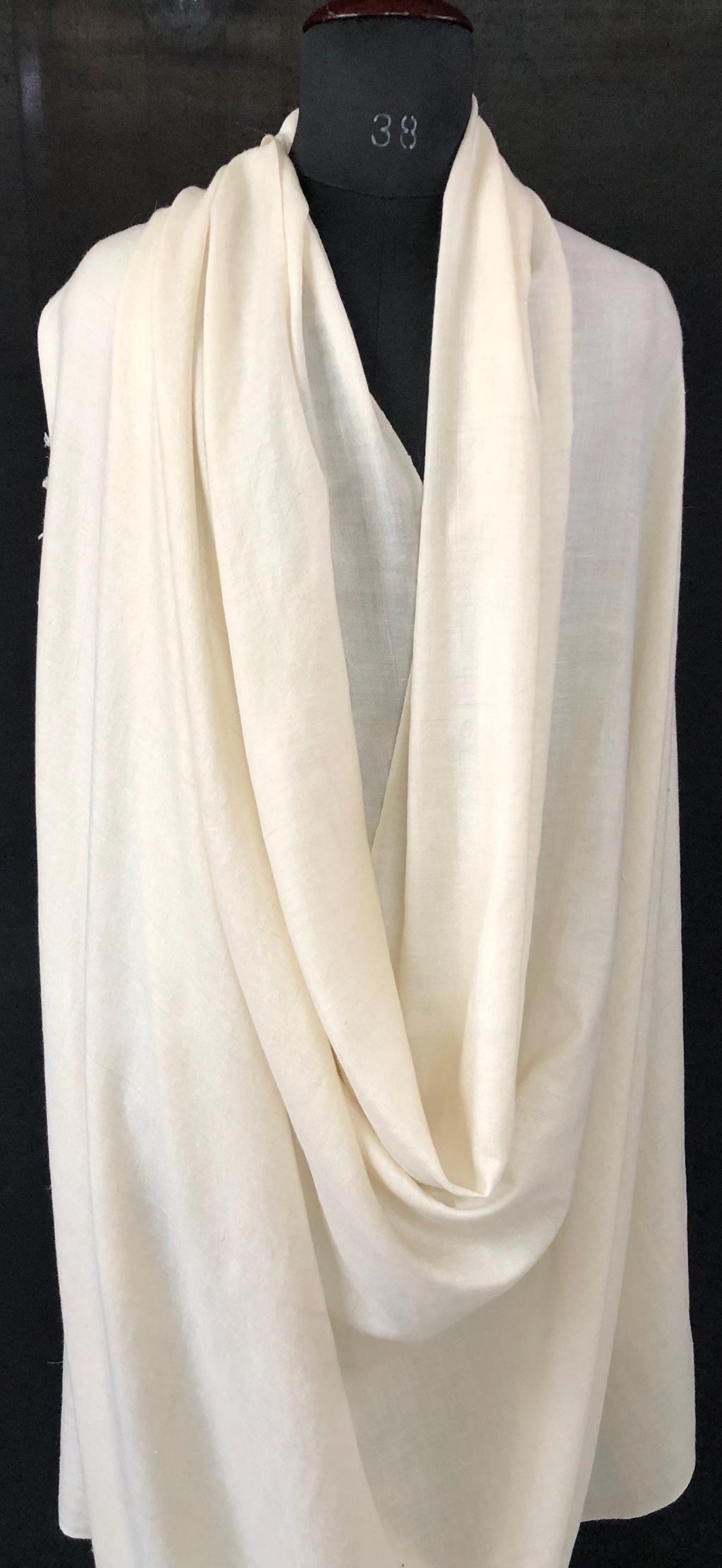 Extra Large Natural Off White Undyed Handmade 100% Pure Ladakhi Hand Woven Cashmere Pashmina Shawl - Mehraj Crafts 