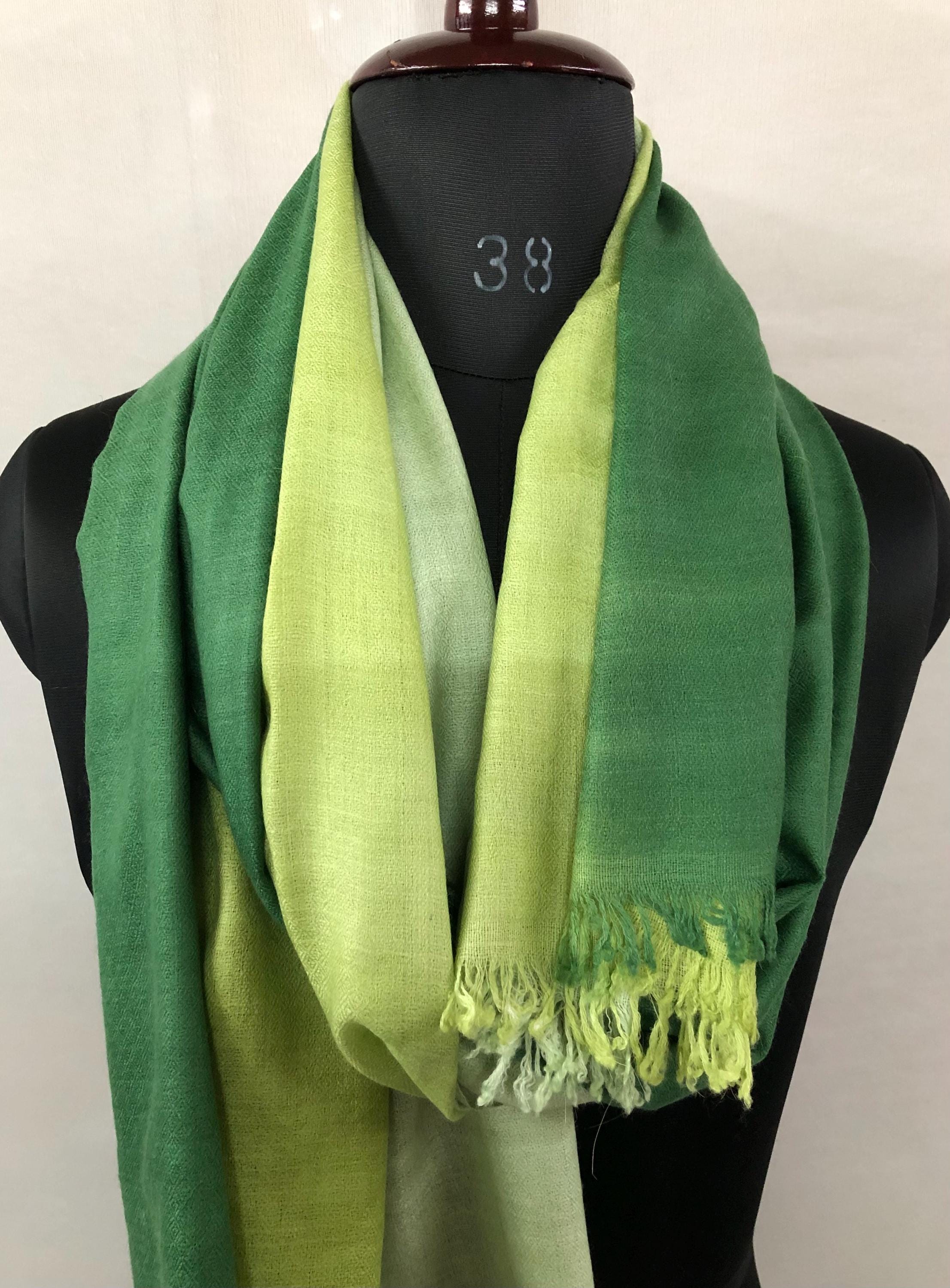 Ombré Cashmere Pashmina Scarf: Handwoven Seafoam Green Stole