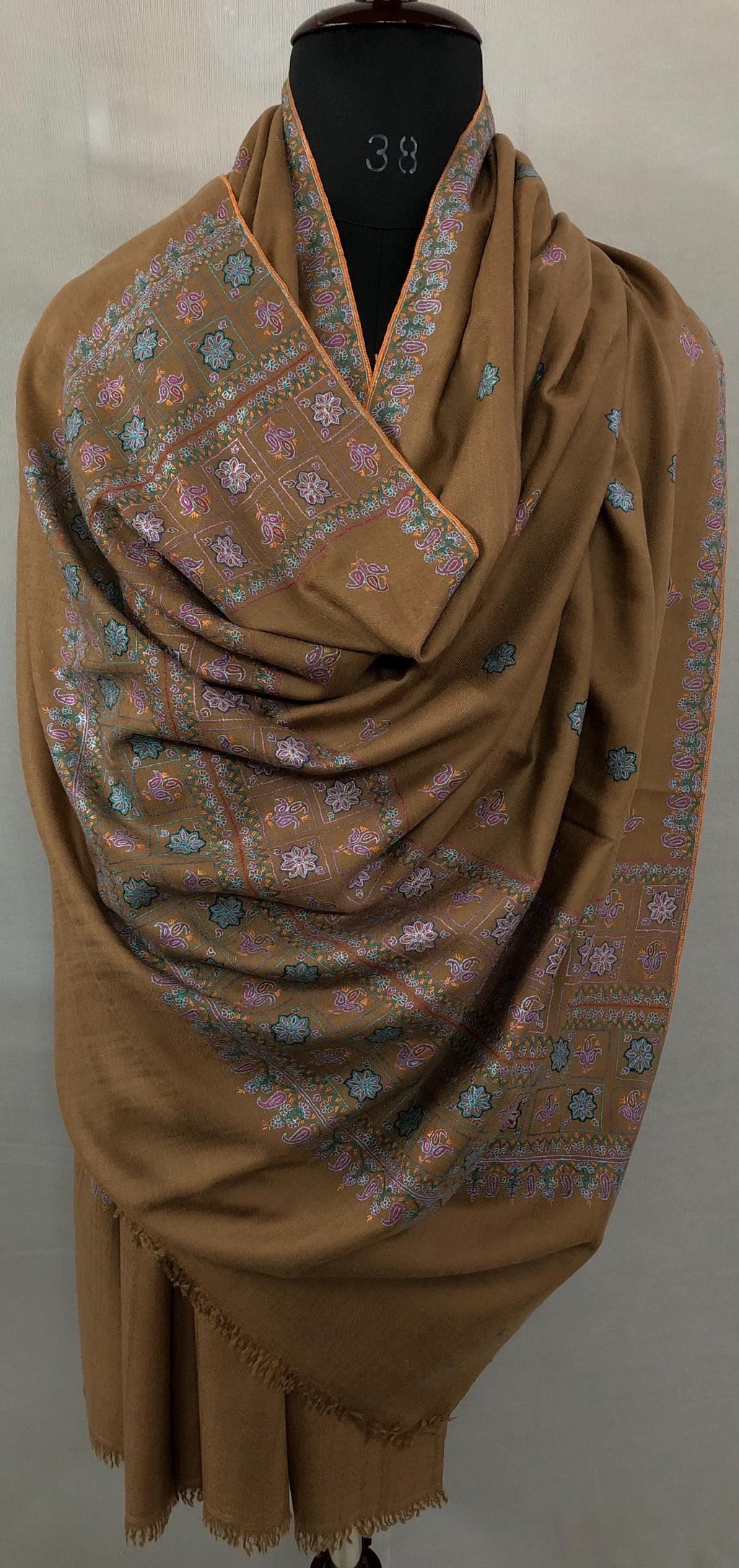 Eterna Bootidar Real cashmere pashmina with artistic Palla Embroidery Wrap shawl - Mehraj Crafts 