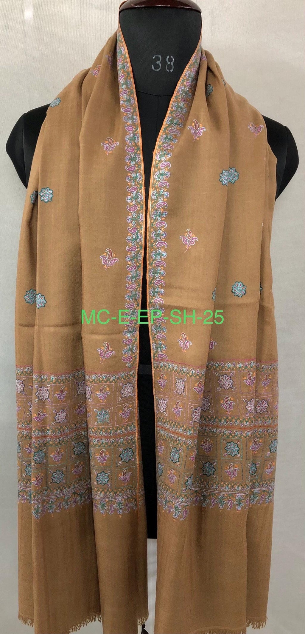 Eterna Bootidar Real cashmere pashmina with artistic Palla Embroidery Wrap shawl - Mehraj Crafts 