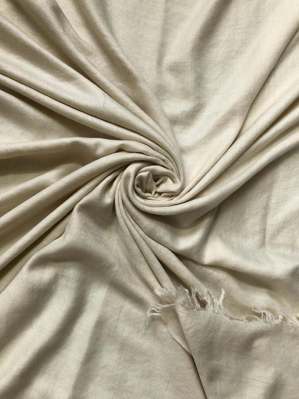 Extra Large Natural Off White Undyed Handmade 100% Pure Ladakhi Hand Woven Cashmere Pashmina Shawl - Mehraj Crafts 