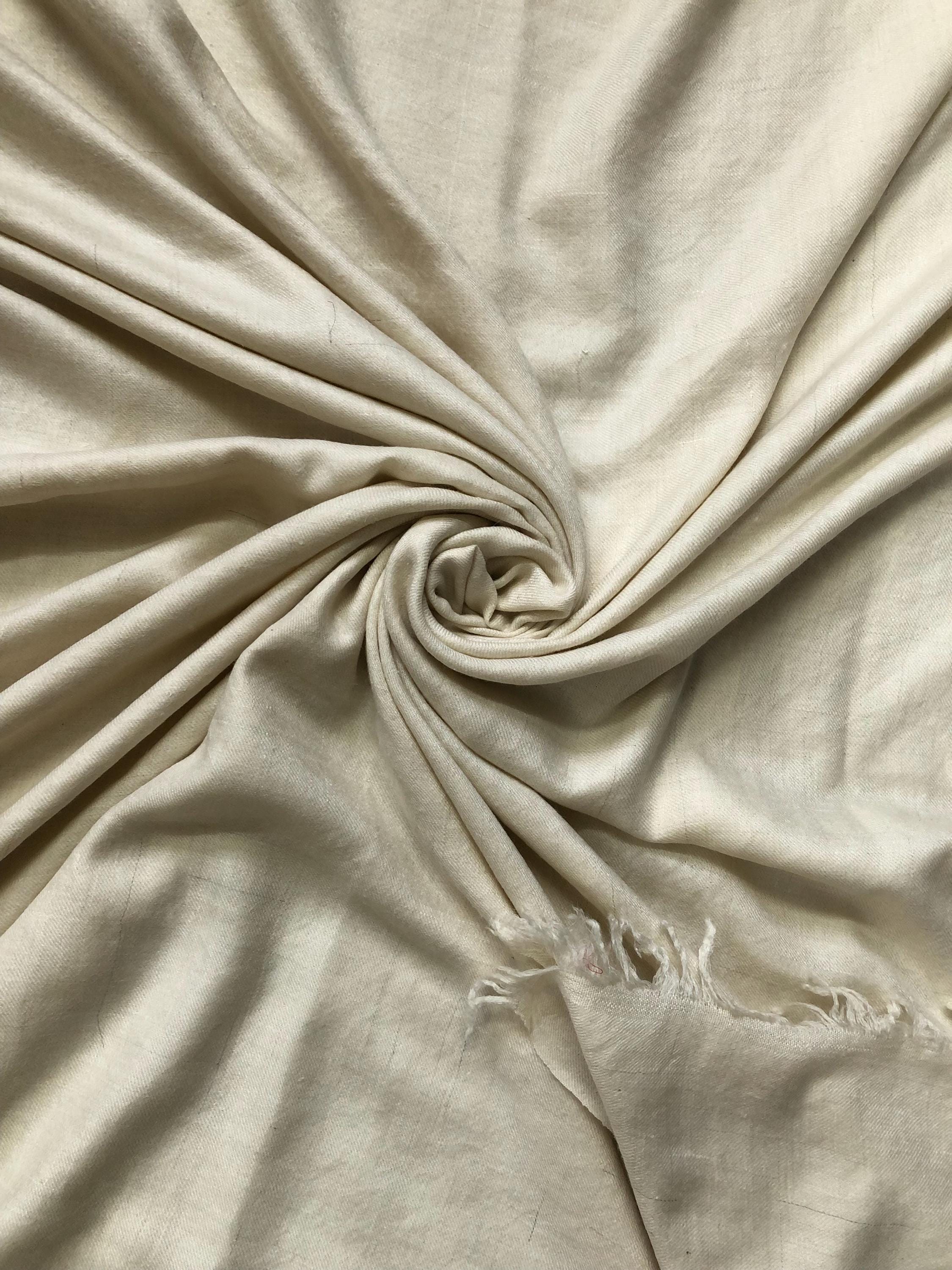 Extra Large Natural Off White Undyed Handmade 100% Pure Ladakhi Hand Woven Cashmere Pashmina Shawl - Mehraj Crafts 