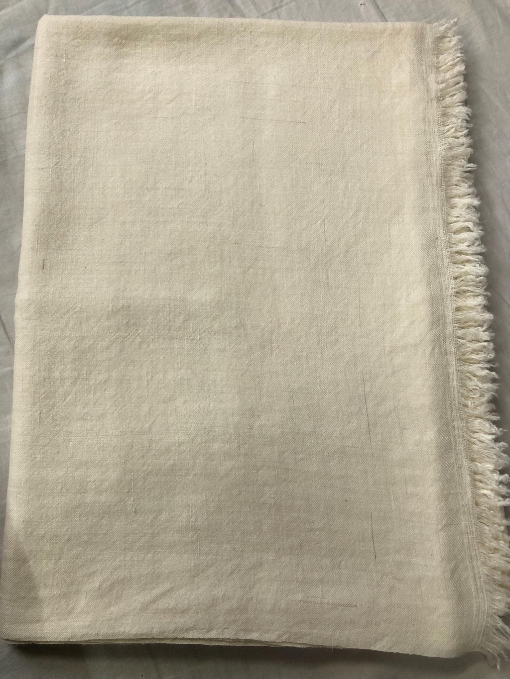 Extra Large Natural Off White Undyed Handmade 100% Pure Ladakhi Hand Woven Cashmere Pashmina Shawl - Mehraj Crafts 