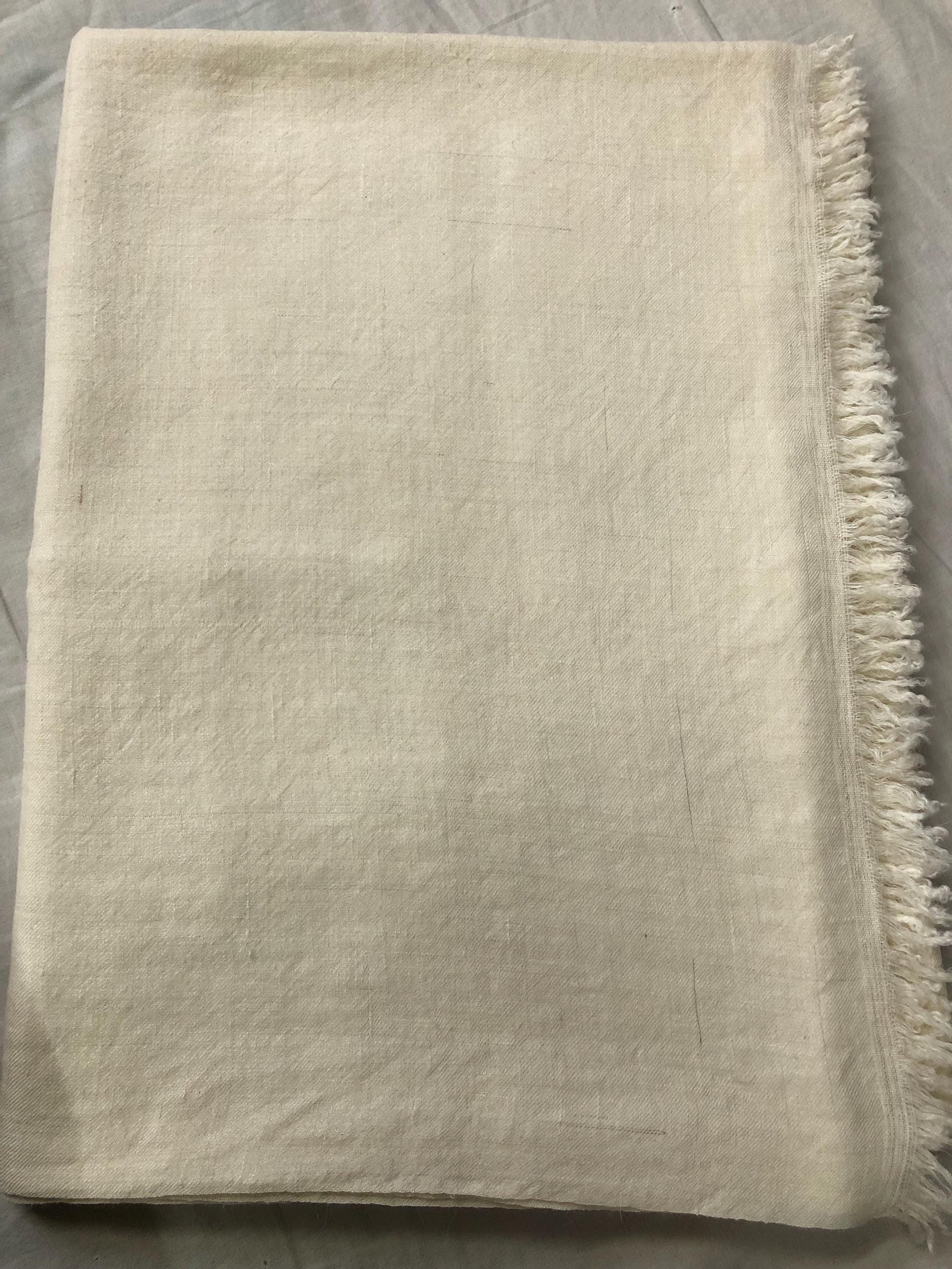 Extra Large Natural Off White Undyed Handmade 100% Pure Ladakhi Hand Woven Cashmere Pashmina Shawl - Mehraj Crafts 