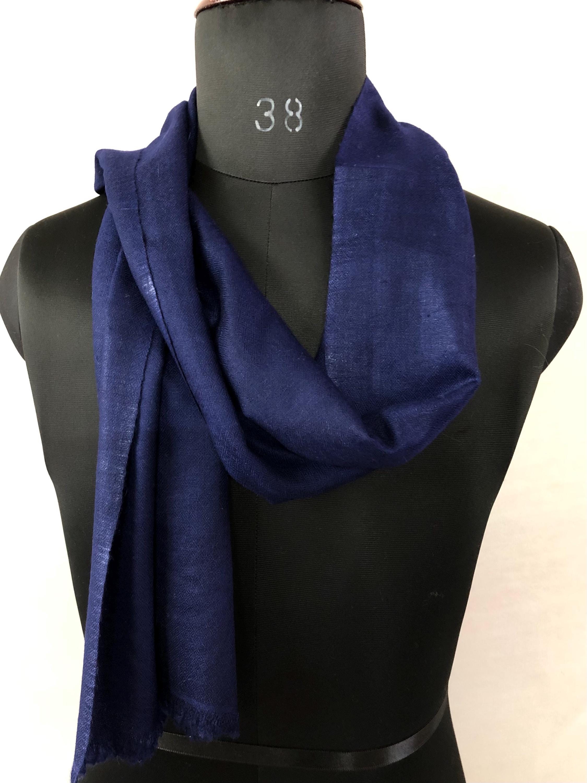 Navy Blue Handwoven Real Cashmere Pashmina Scarf/Muffler/14X60 Inches