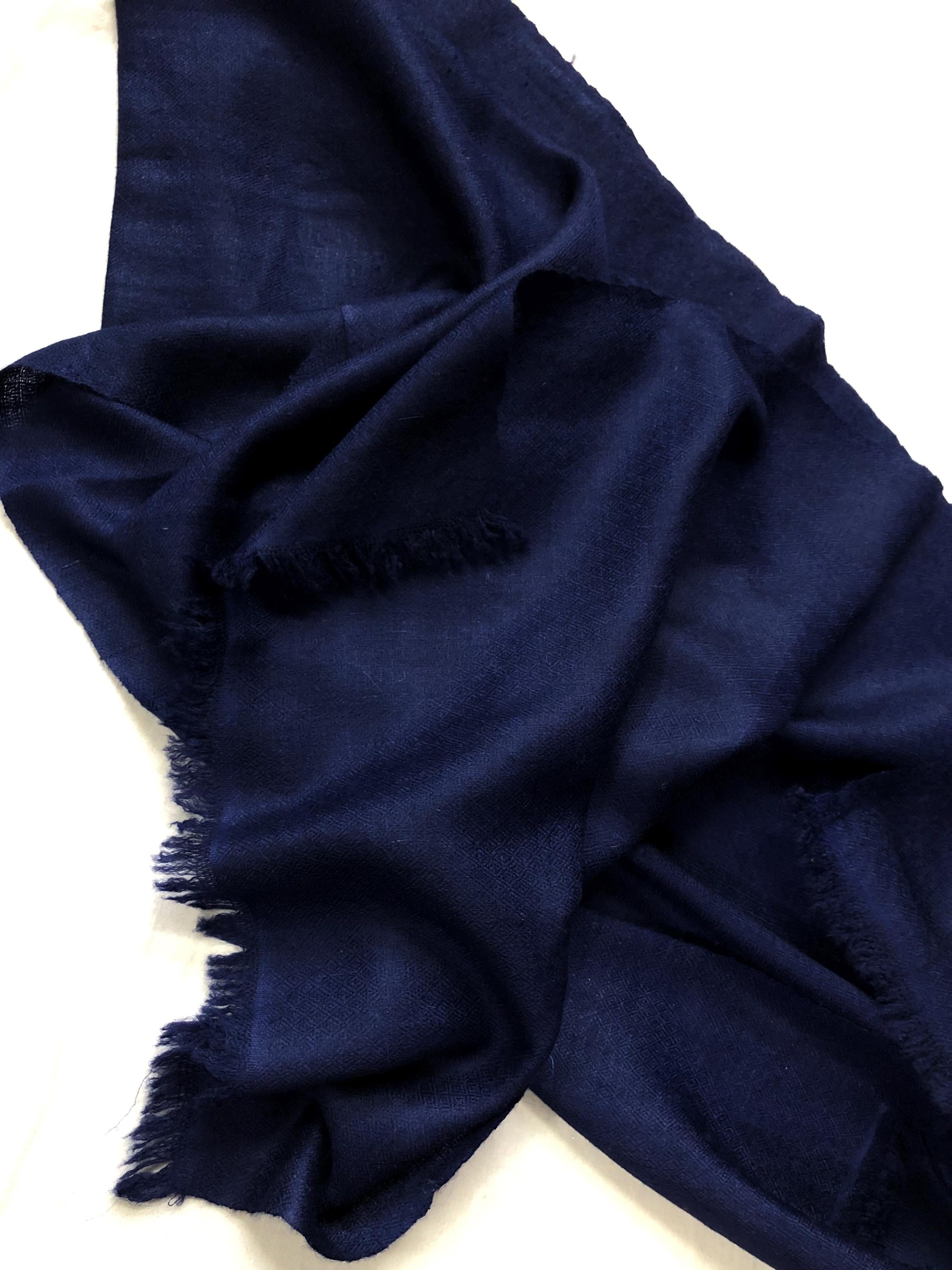 Navy Blue Handwoven Real Cashmere Pashmina Scarf/Muffler/14X60 Inches