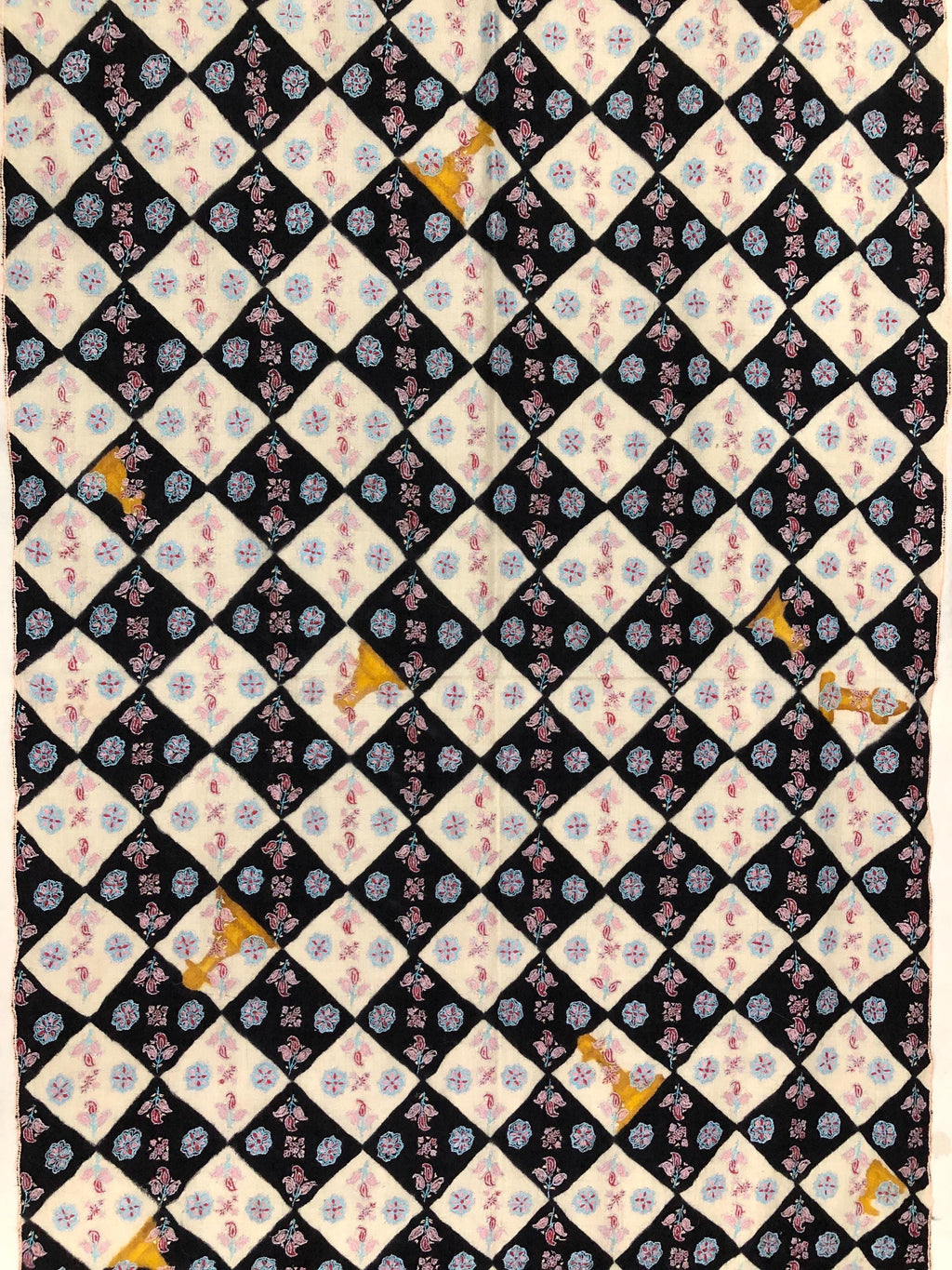 Black And White Hand Painted Chess Pattern With Elegant Floral Embroidery Handmade Real Cashmere Pashmina Stole - Mehraj Crafts 