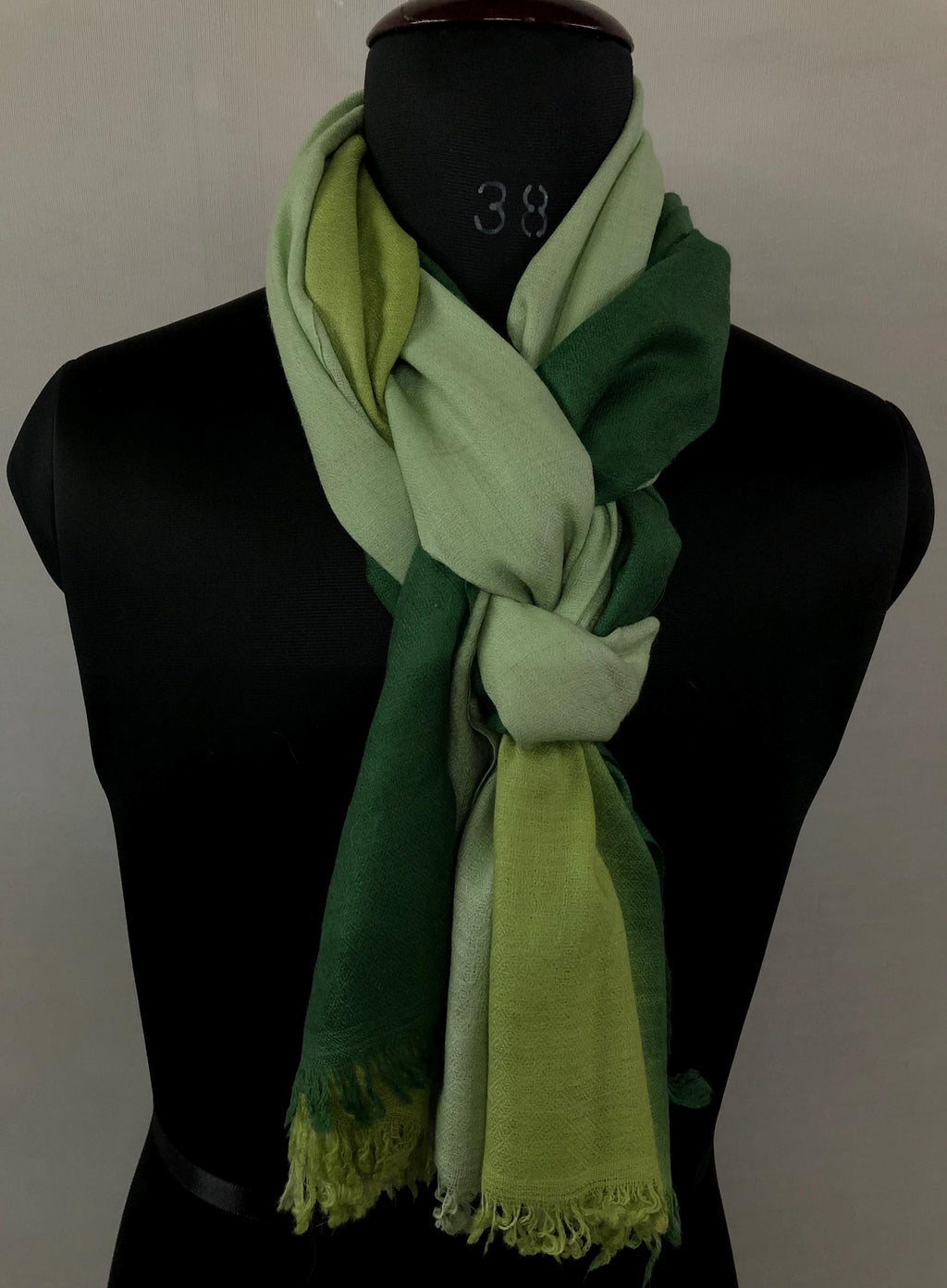 Ombré Cashmere Pashmina Scarf: Handwoven Seafoam Green Stole