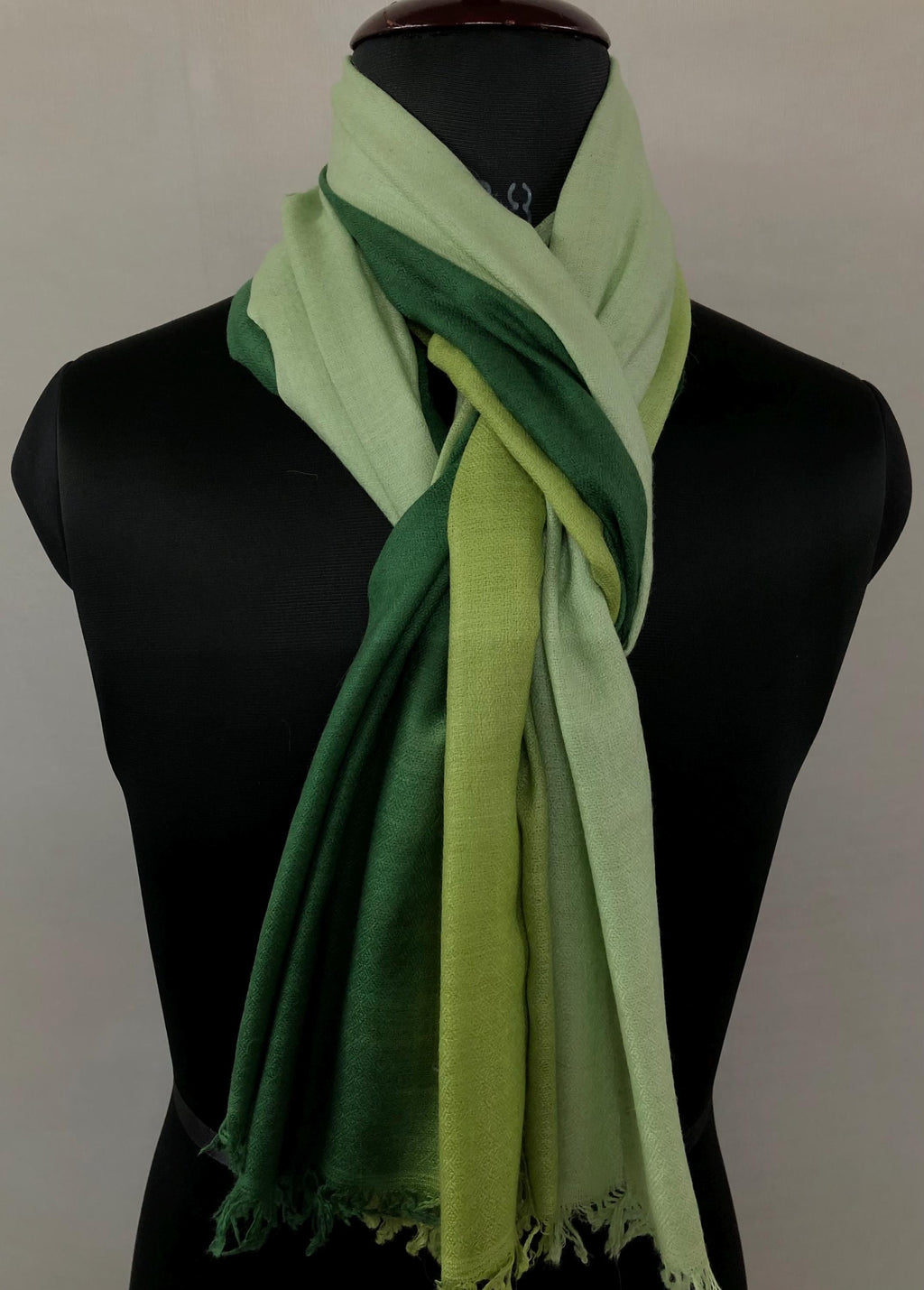 Ombré Cashmere Pashmina Scarf: Handwoven Seafoam Green Stole