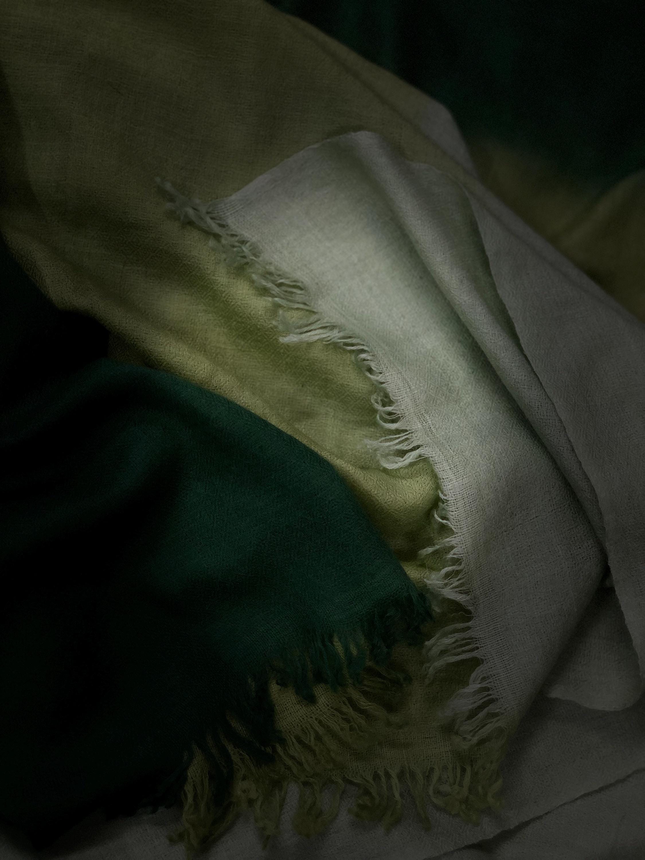 Ombré Cashmere Pashmina Scarf: Handwoven Seafoam Green Stole