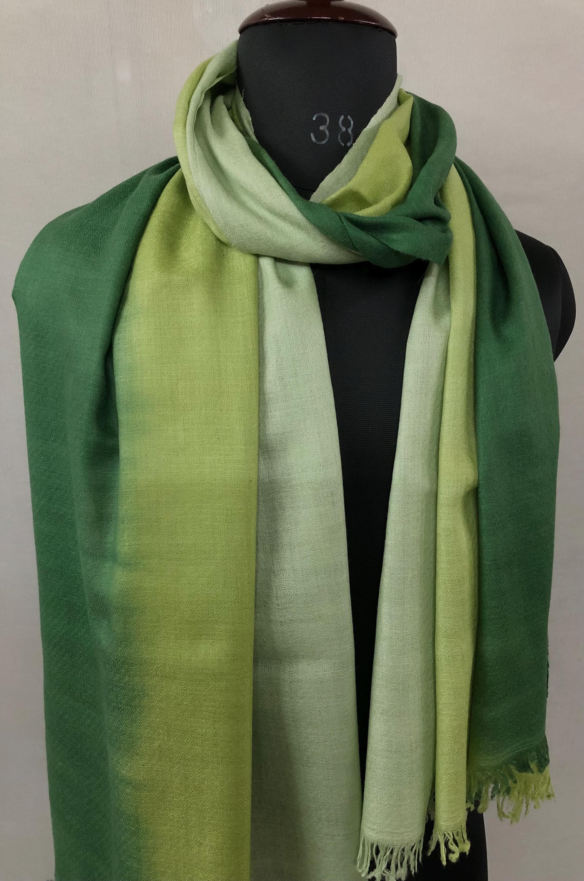 Ombré Cashmere Pashmina Scarf: Handwoven Seafoam Green Stole