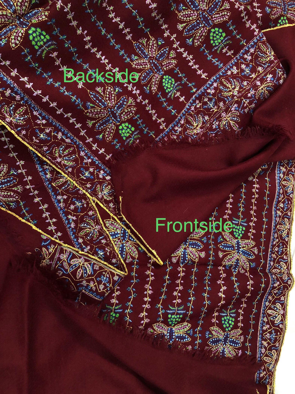 Luxury Ruby Wine Real Pashmina Stole with Super Microfine Traditional Floral Jaal Design | Officiant Gifts | Wedding Pashminas - Mehraj Crafts 