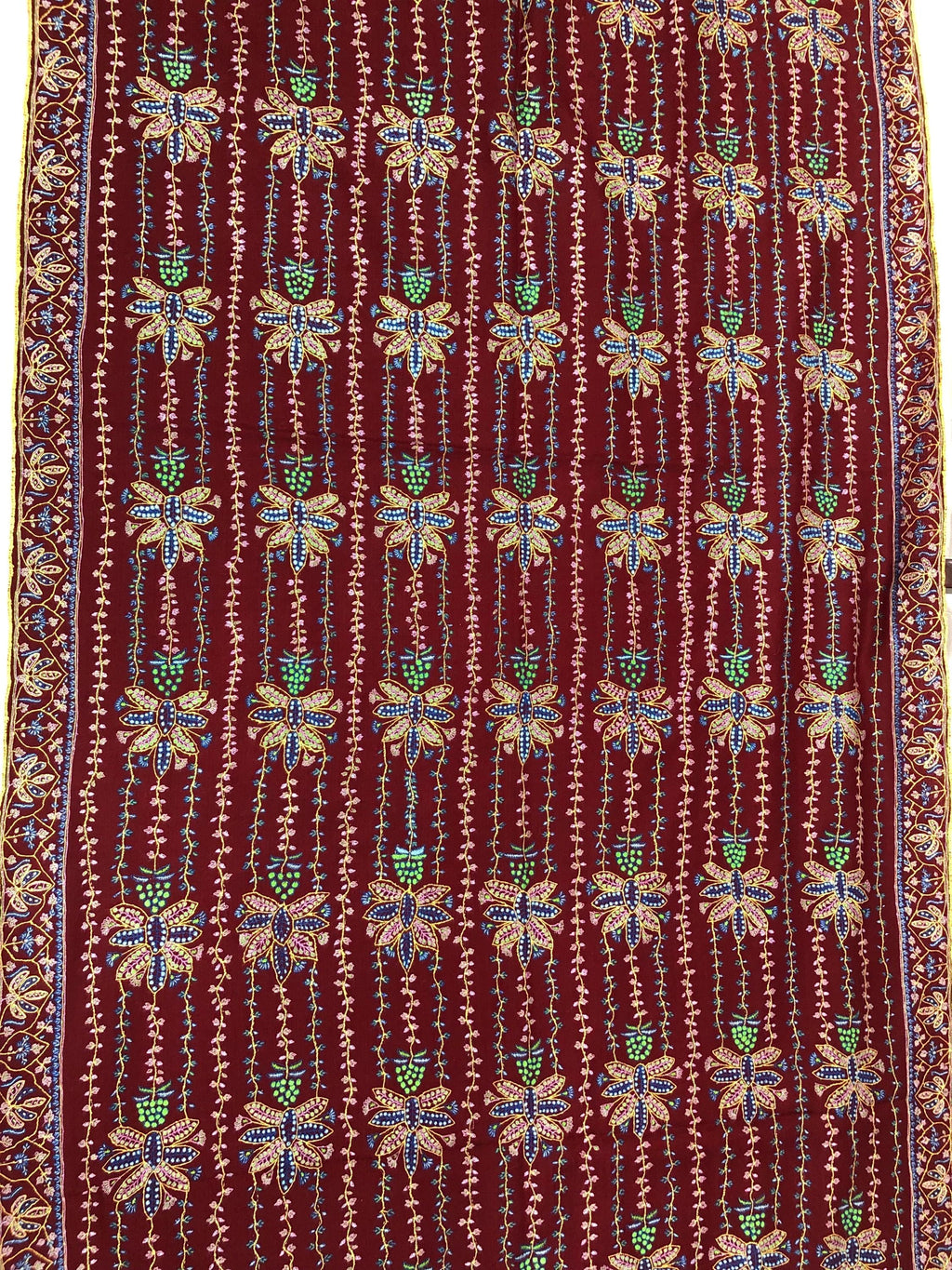 Luxury Ruby Wine Real Pashmina Stole with Super Microfine Traditional Floral Jaal Design | Officiant Gifts | Wedding Pashminas - Mehraj Crafts 